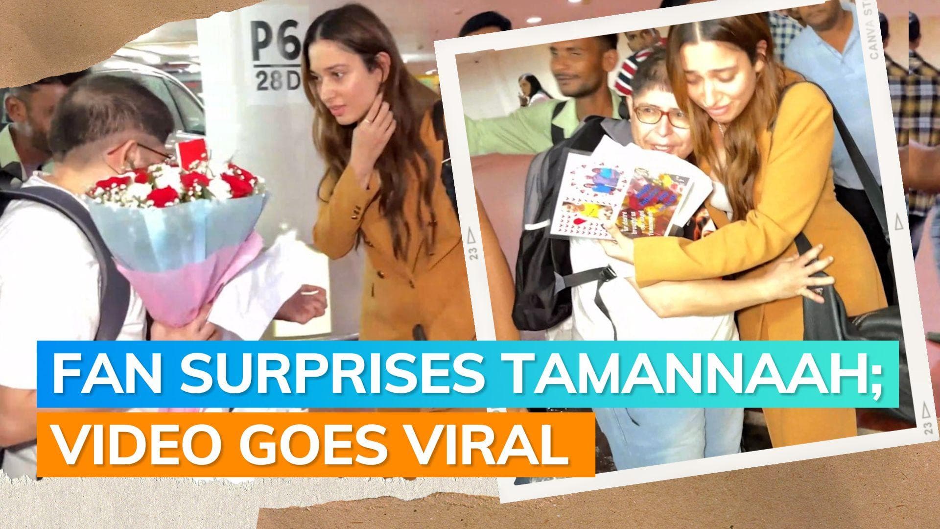 Tamannaah Bhatia gets emotional as fan reveals tattoo of actor’s face on her arm, touches her feet