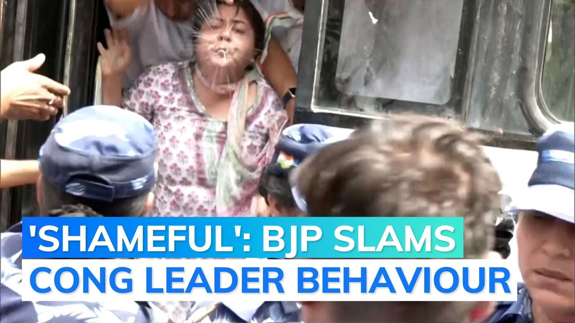 Congress women's wing chief Netta D'Souza spits on police, slammed