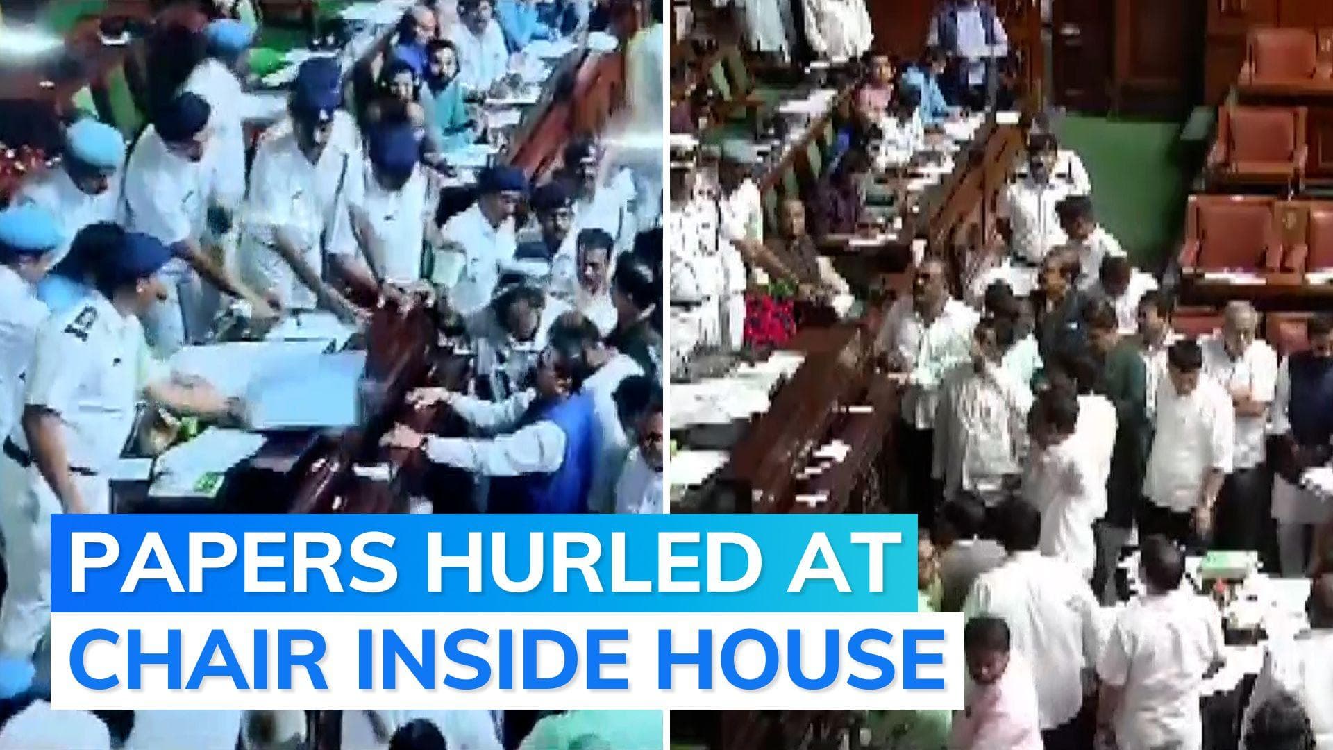Watch | Ruckus over 'lunch break' inside Karnataka assembly, 10 BJP MLAs suspended