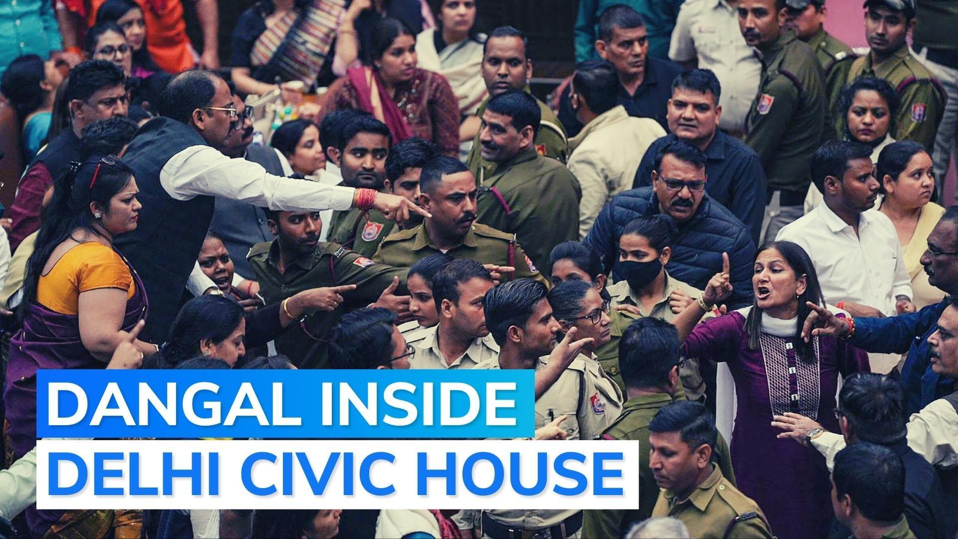 Watch: fight during key Delhi civic body polls, councillors come to blows