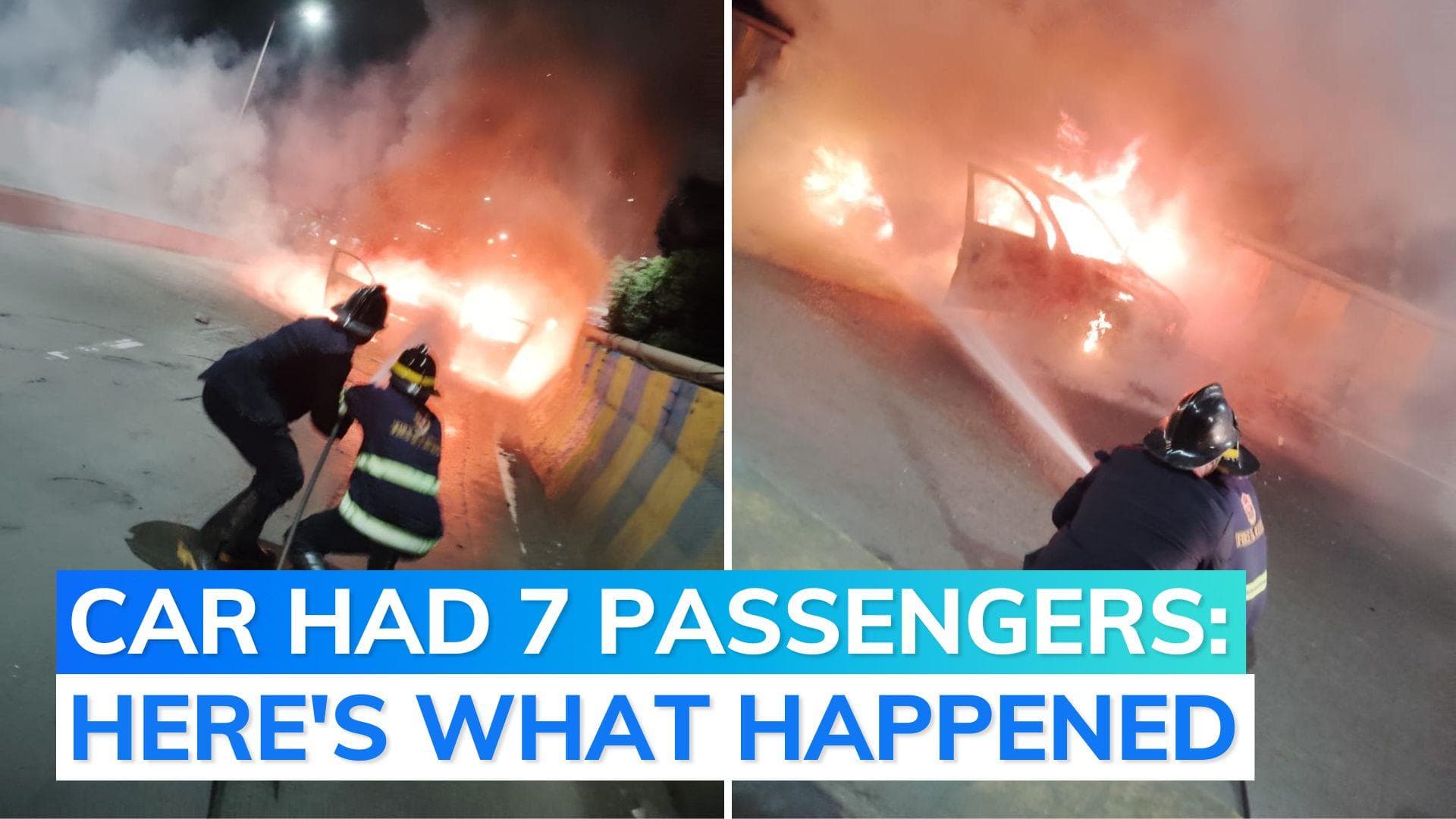 On cam: Moving car catches fire in Thane; firefighters seen battling blaze