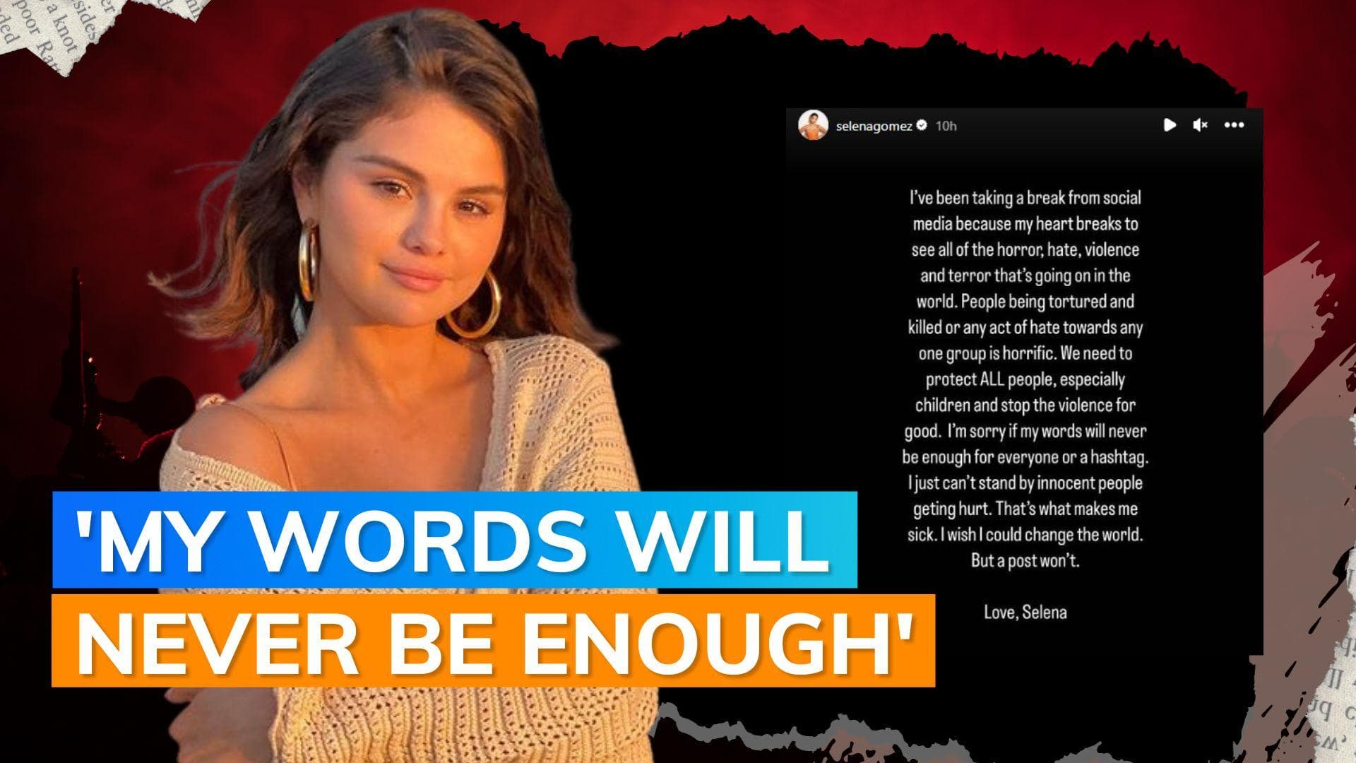 Selena Gomez addresses Israel-Palestine war: ‘I wish I could change the world. But a post won’t’  