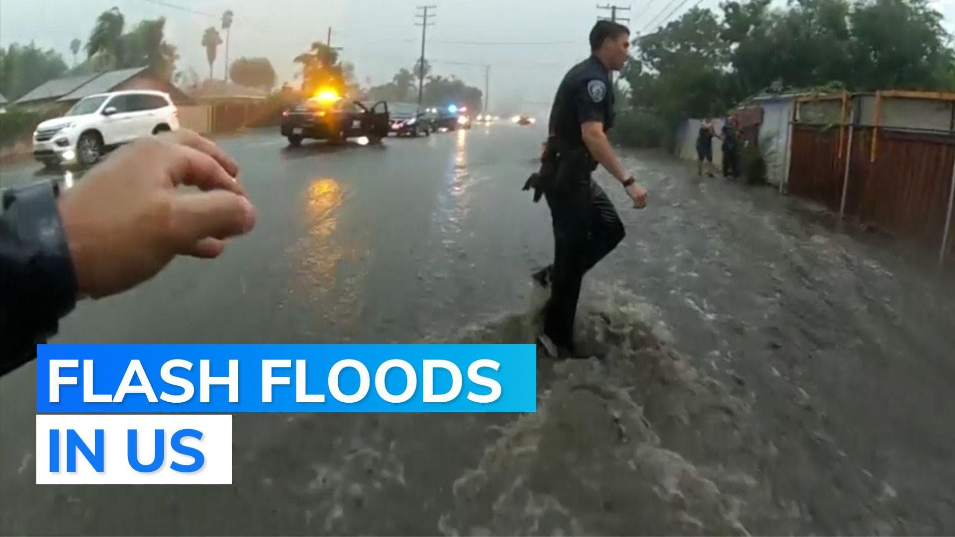 Watch: police rescues woman & her 2 children during flash flood in US