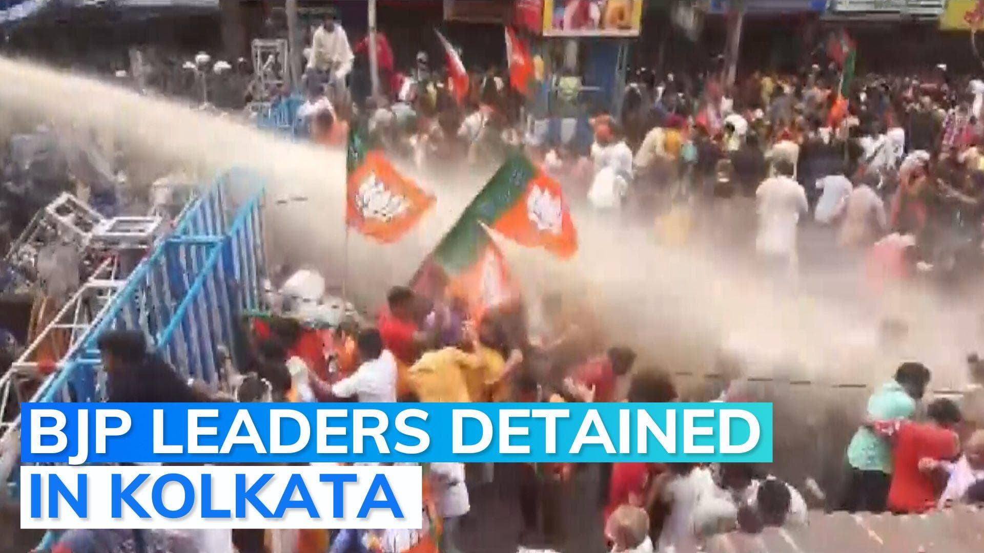Police use tear gas, water cannons on BJP workers during anti-TMC march