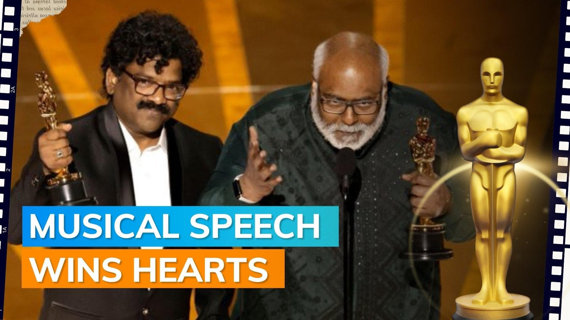 ‘RRR’s ‘Naatu Naatu’ wins Oscar: MM Keeravani’s speech, Ram Charan-Jr NTR’s emotional moment goes viral