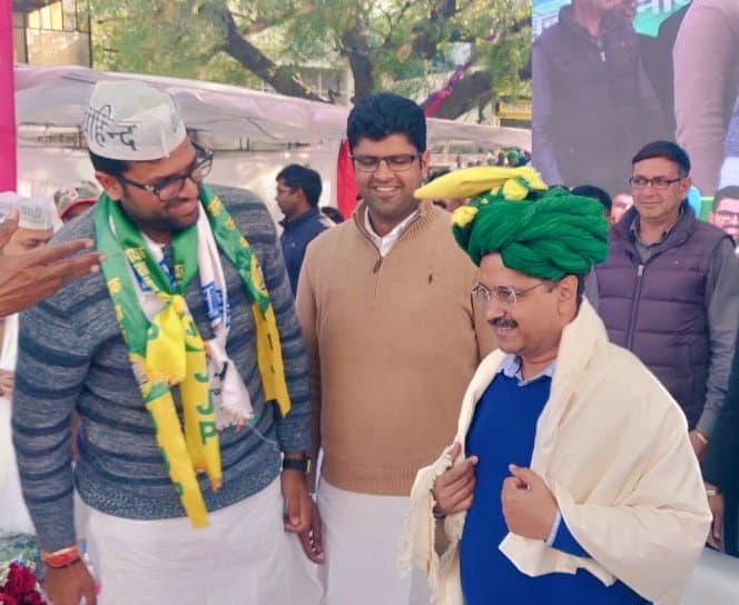 AAP ने हरियाणा में दुष्यंत की पार्टी JJP से किया गठबंधन