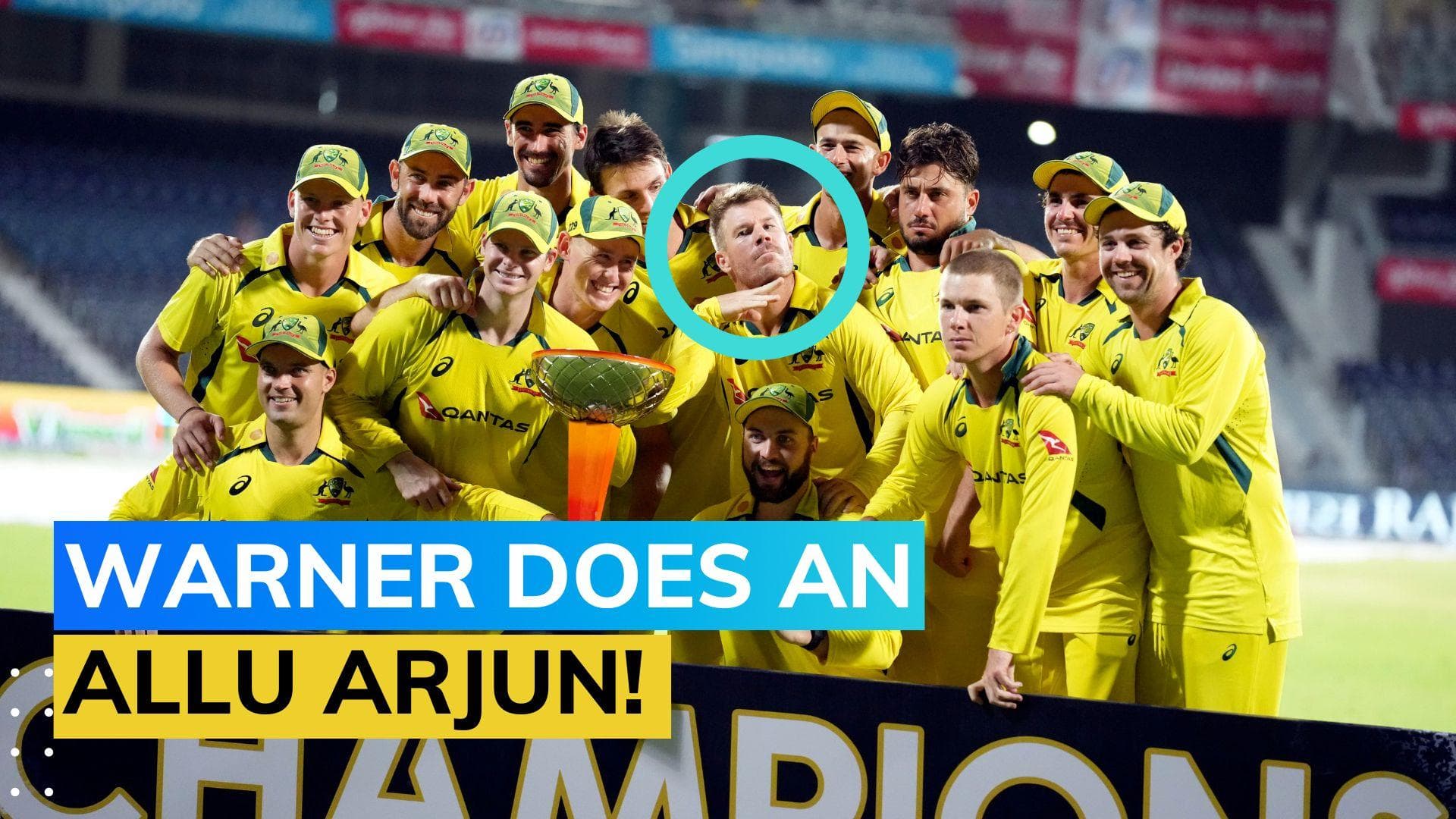David Warner celebrates Australia's series win against India in 'Pushpa' style