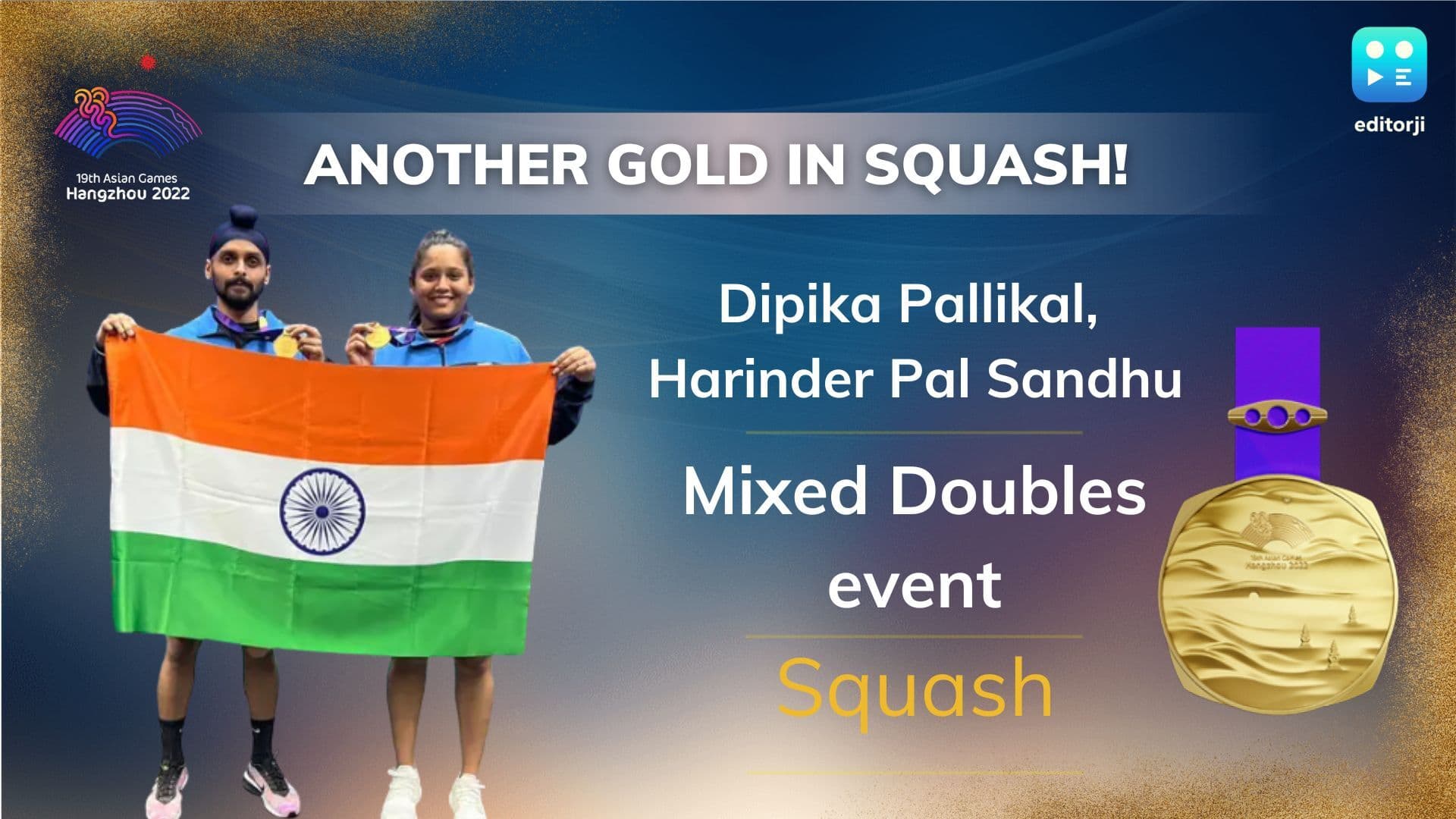 Asian Games 2023: हरिंदर और दीपिका की जोड़ी ने स्क्वैश में जीता गोल्ड, भारत को मिला 20वां गोल्ड