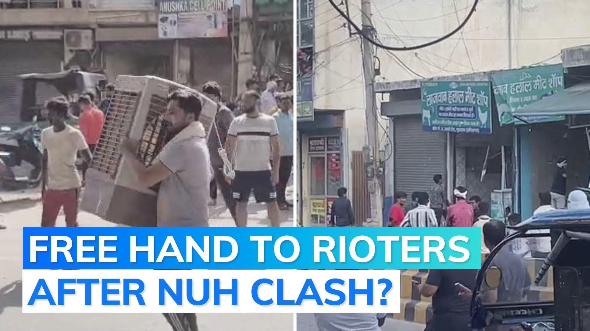 Haryana violence: video shows mob looting shops in Gurugram’s Badshapur