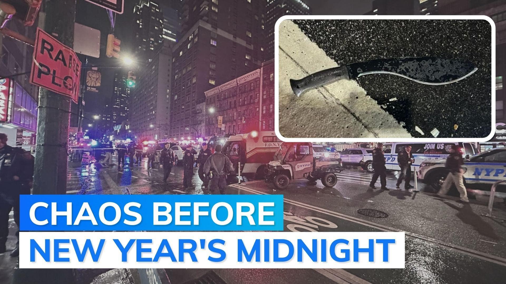Machete attack near Times Square on New Year's Eve, 3 cops injured