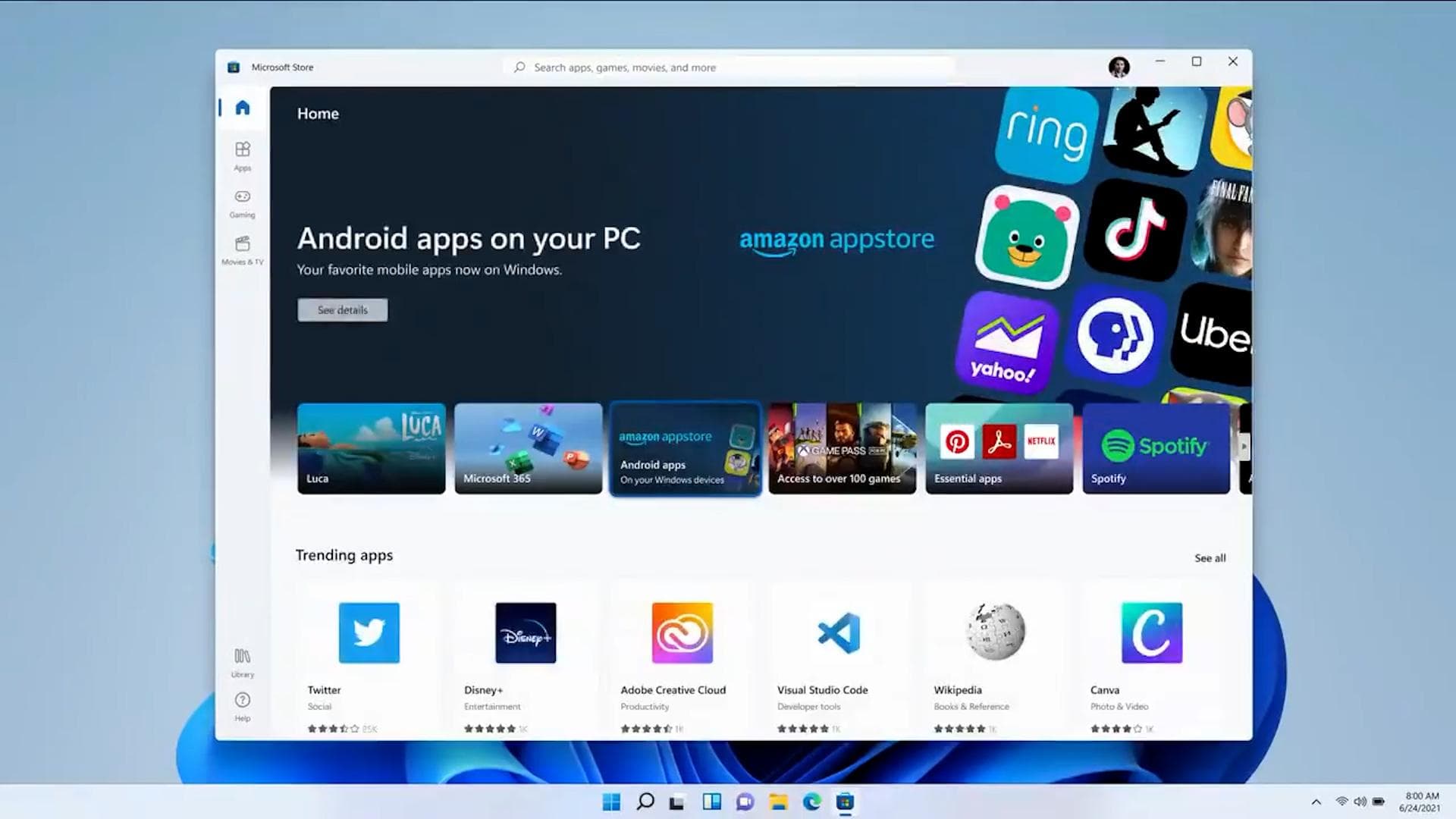 Android apps now available for Windows 11 beta testers