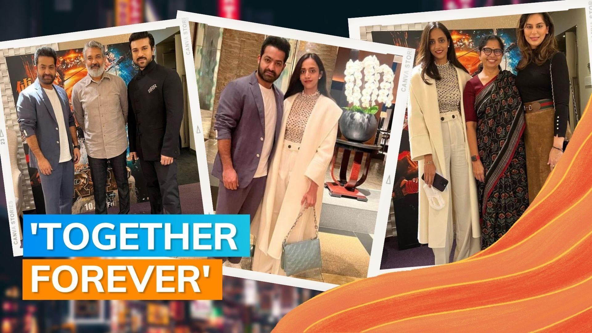 'RRR' in Japan: Ram Charan and Jr NTR laugh and walk at Shibhuya Crossing with wives