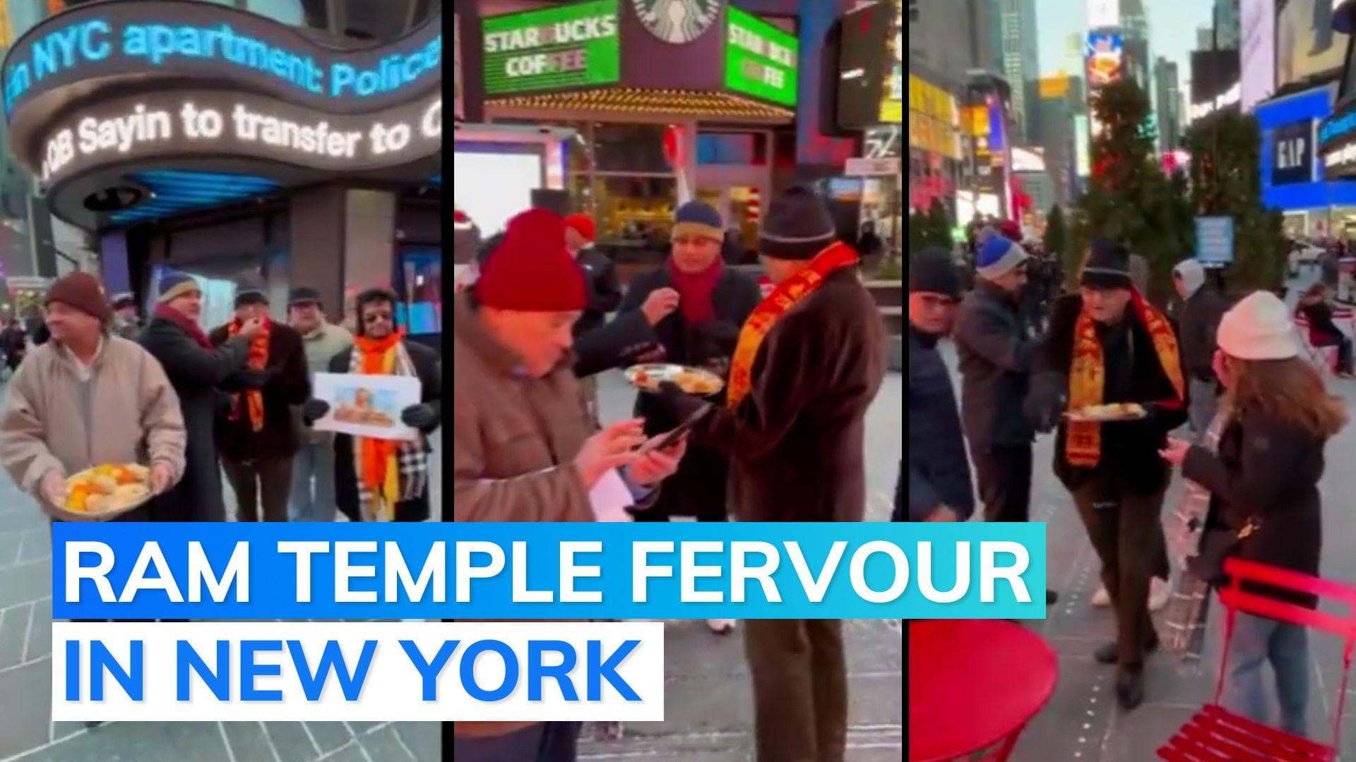 Watch: celebrations at Times Square in New York ahead of Ram temple consecration