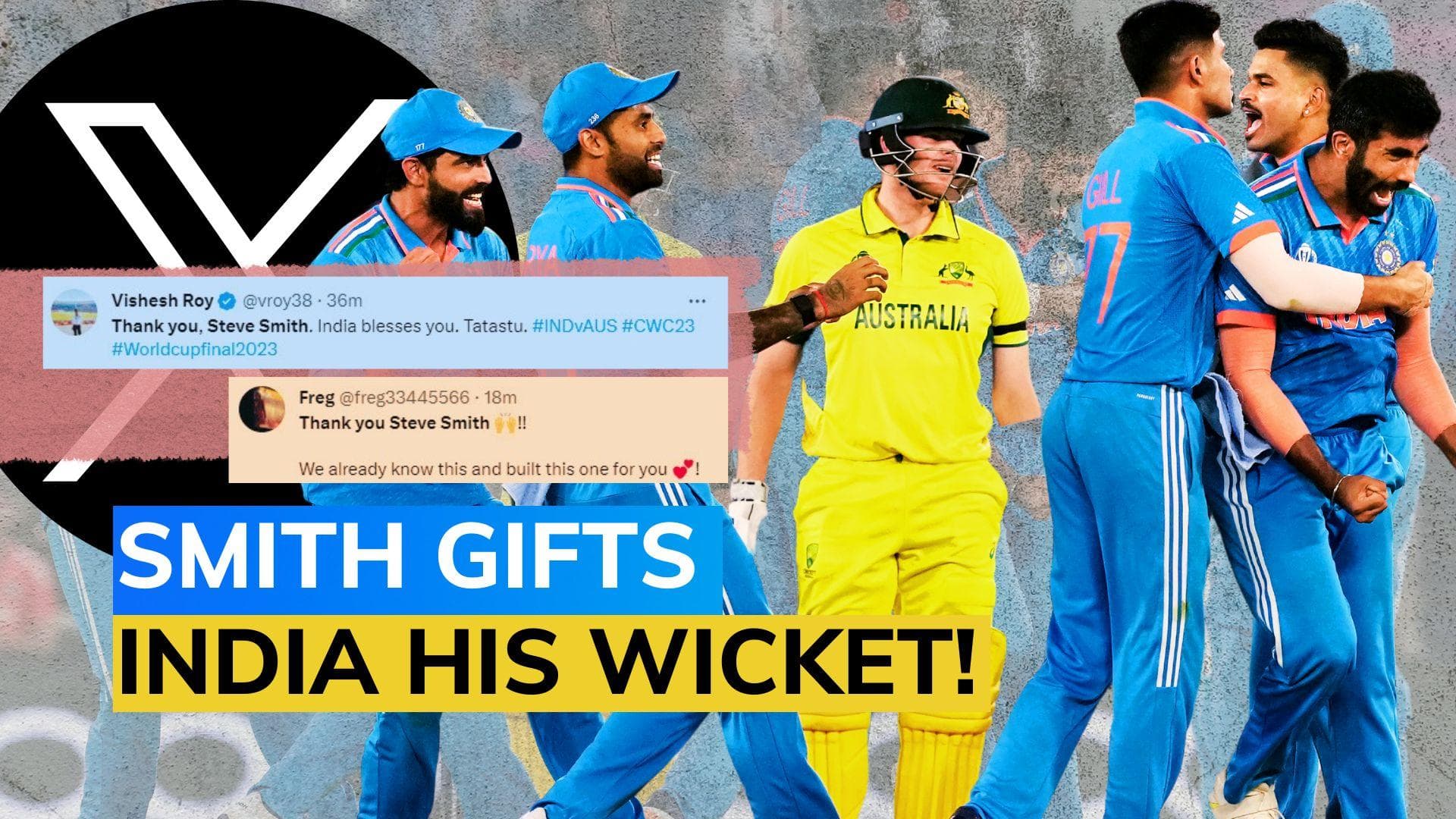 Watch! Thank you Smith trends as Steve Smith doesn't review his LBW in World Cup final | IND vs AUS