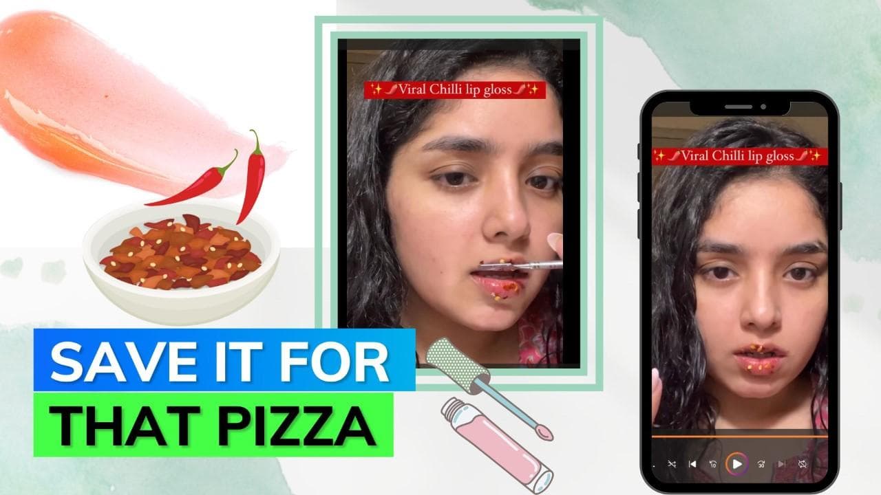 Woman applies lip gloss with chilli flakes; leaves people furious