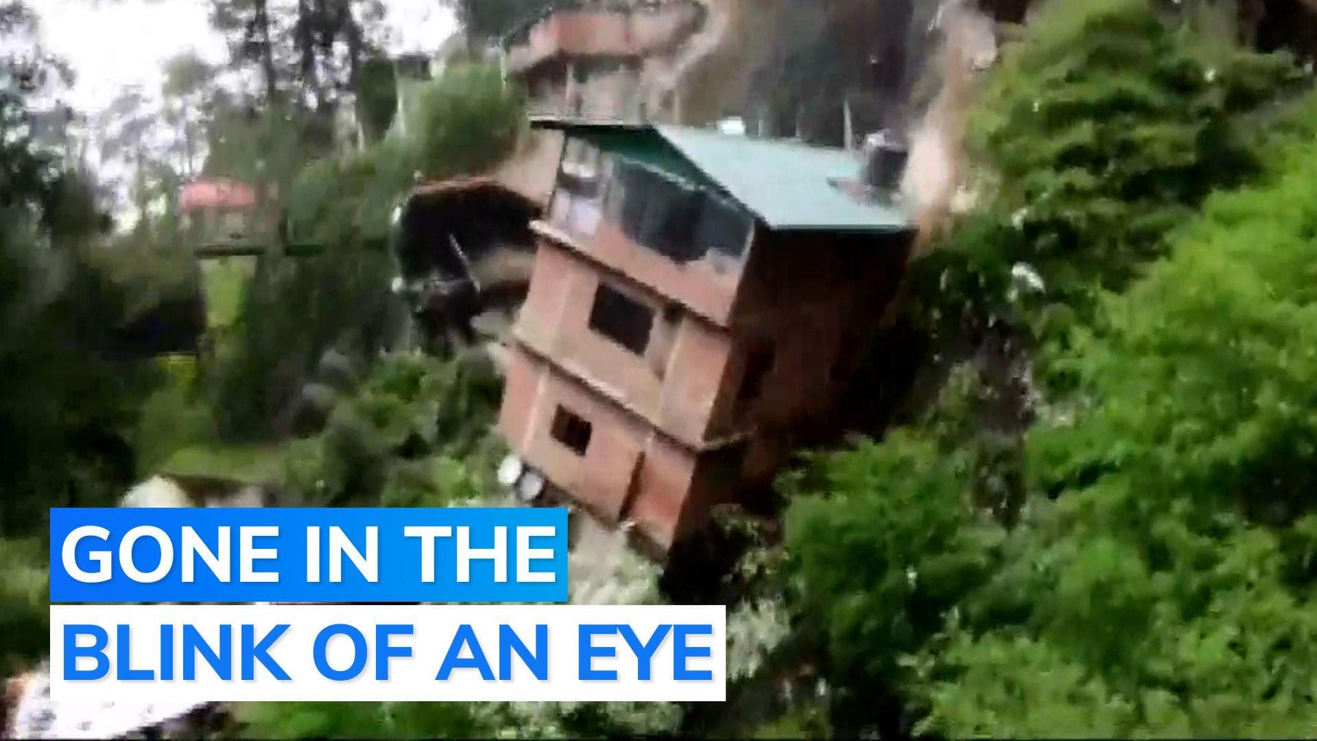Caught on cam: 8 houses collapse after landslide in Shimla