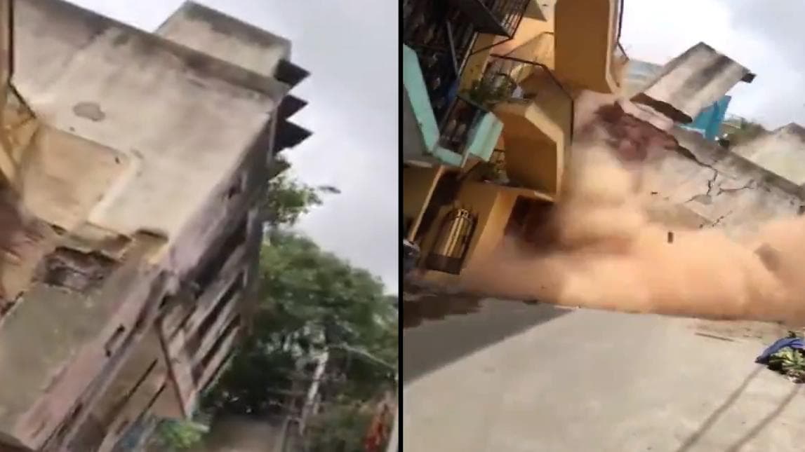 Dramatic building collapse in Bengaluru caught on camera