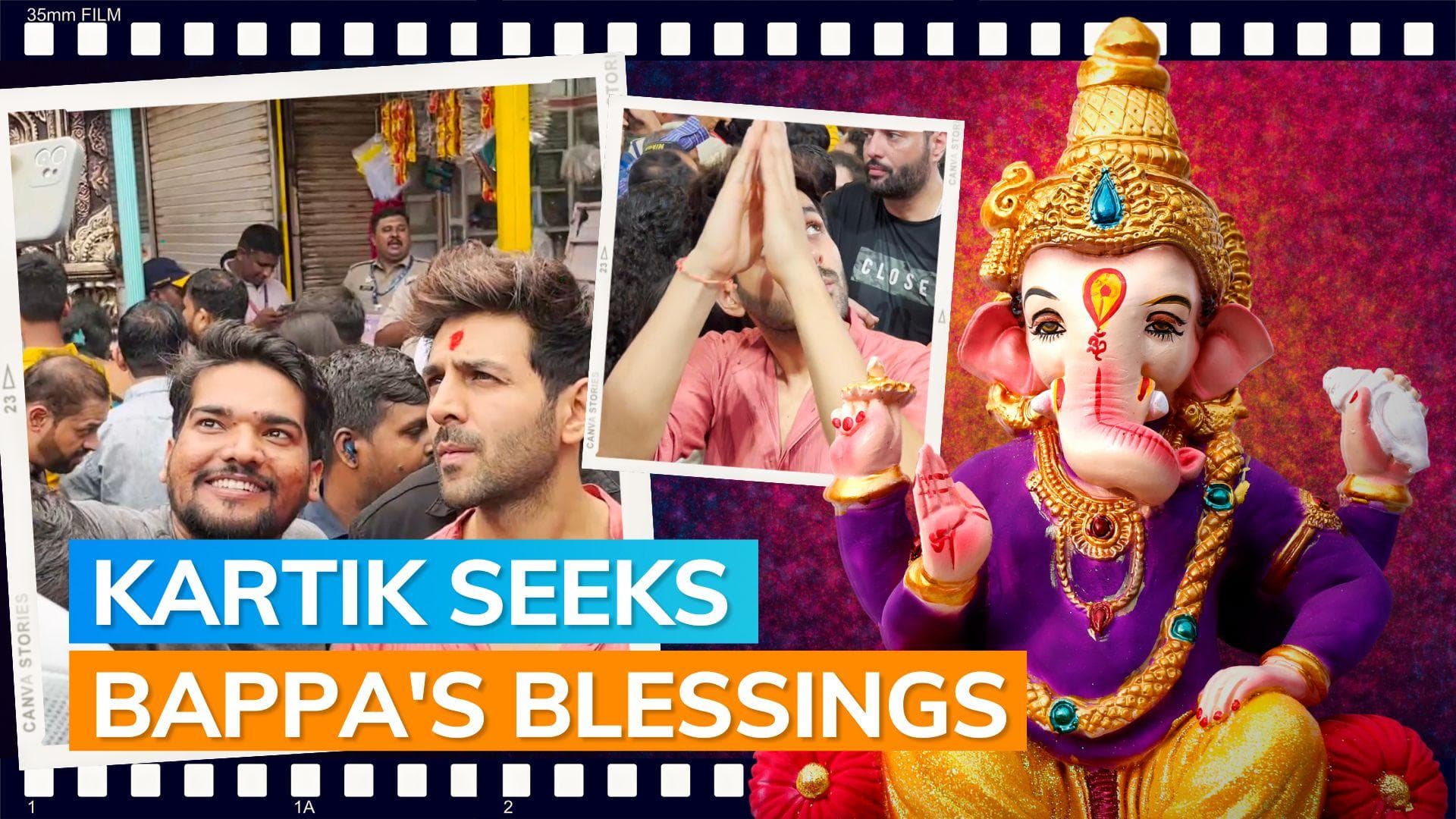 Ganesh Chaturthi 2023: Kartik Aaryan visits Lalbaugcha Raja, poses with fans | Watch