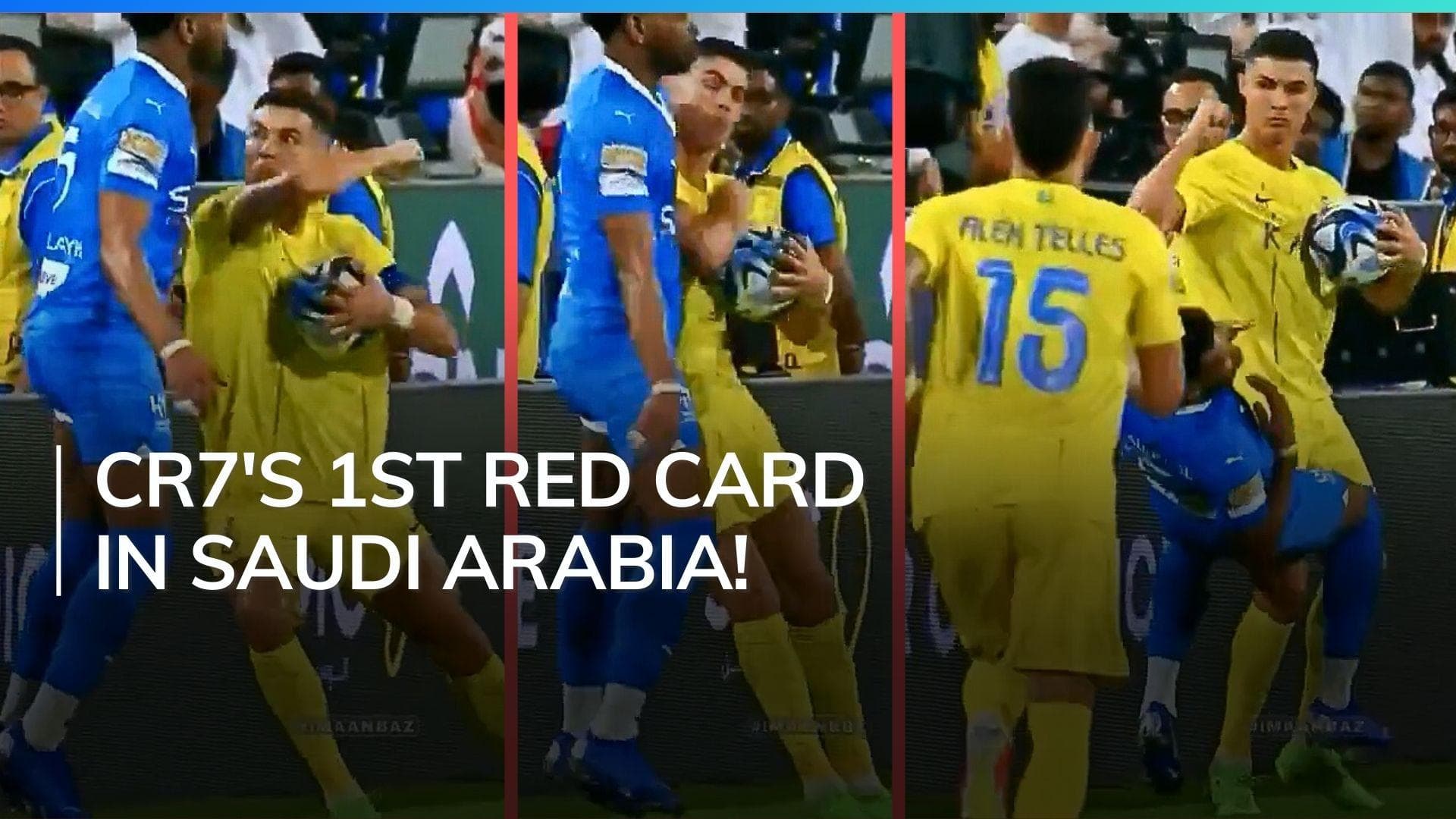 Watch! Cristiano Ronaldo elbows opponent in Saudi Super Cup semifinals; faces 2-game suspension
