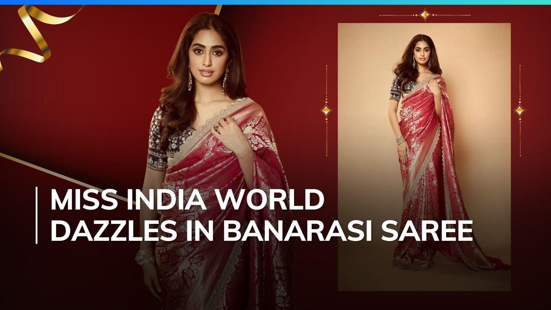  71st Miss World: Sini Shetty radiates timeless elegance in a red Banarasi silk saree worth ₹225,900