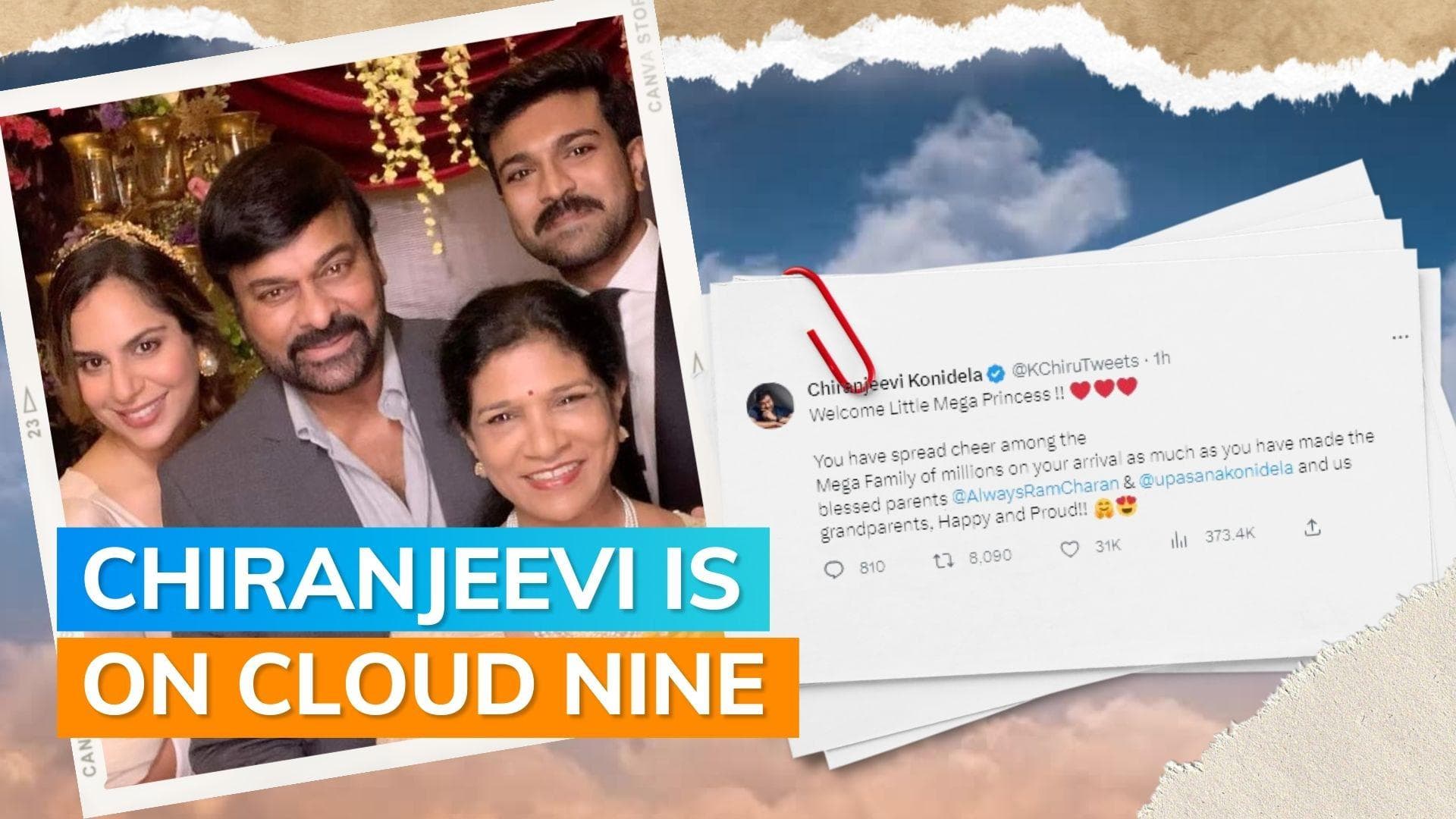 Ram Charan-Upasana Konidela welcomes baby girl: Grandfather Chiranjeevi visits hospital | Watch