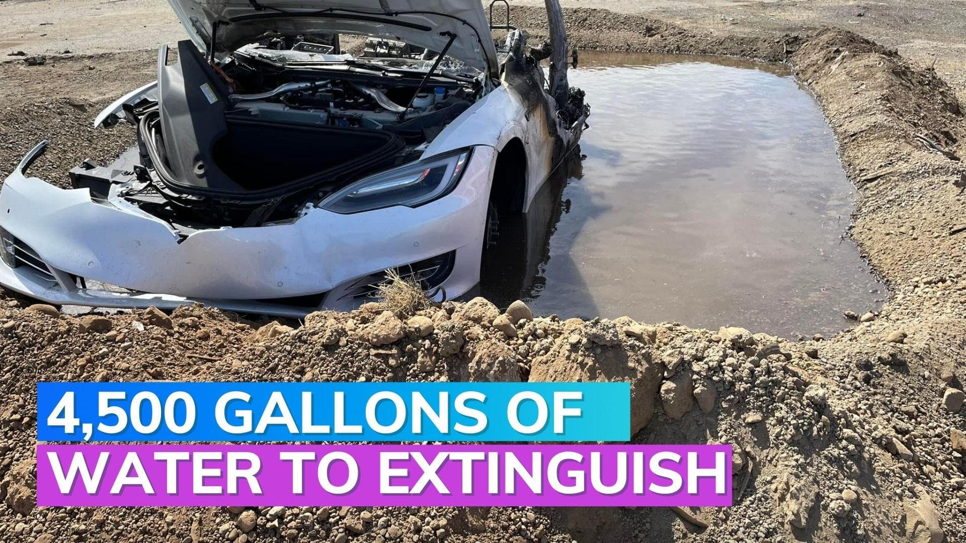 Tesla catches fire; 4,500 gallons of water used to extinguish