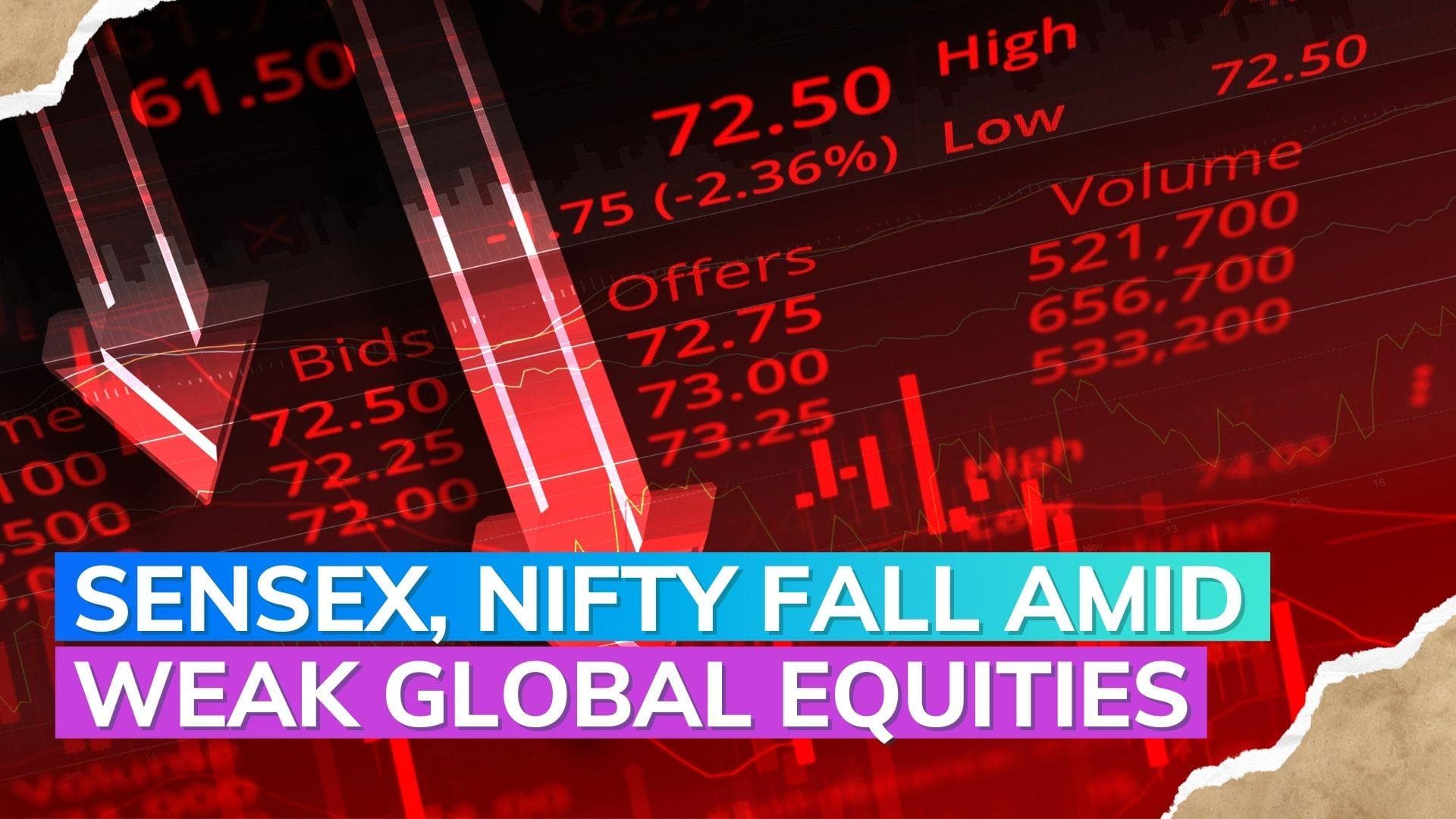 Sensex, Nifty fall nearly 1% amid weak trend in global equities