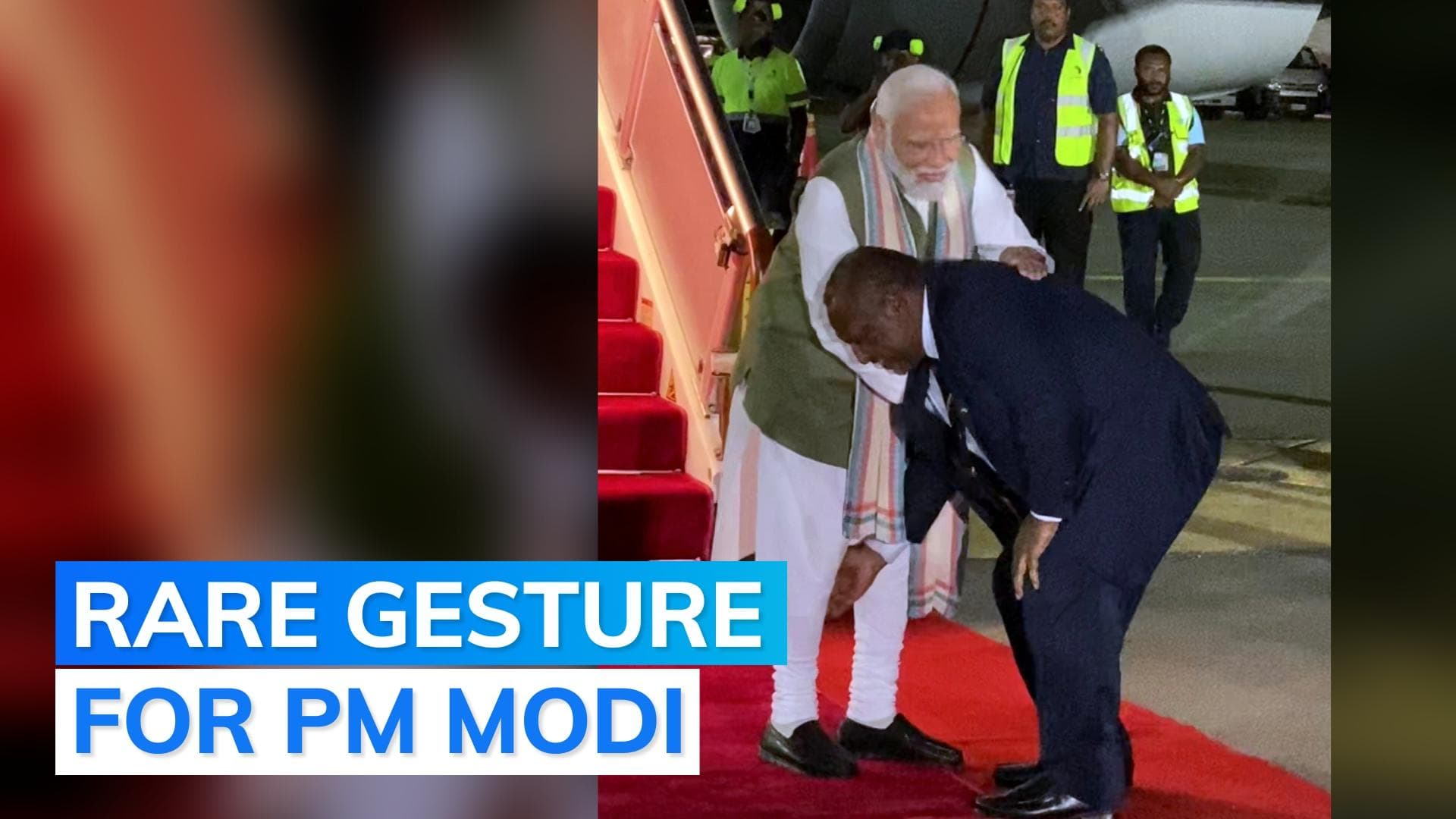 Papua New Guinea's PM touches Modi's feet during ceremonial welcome | Watch