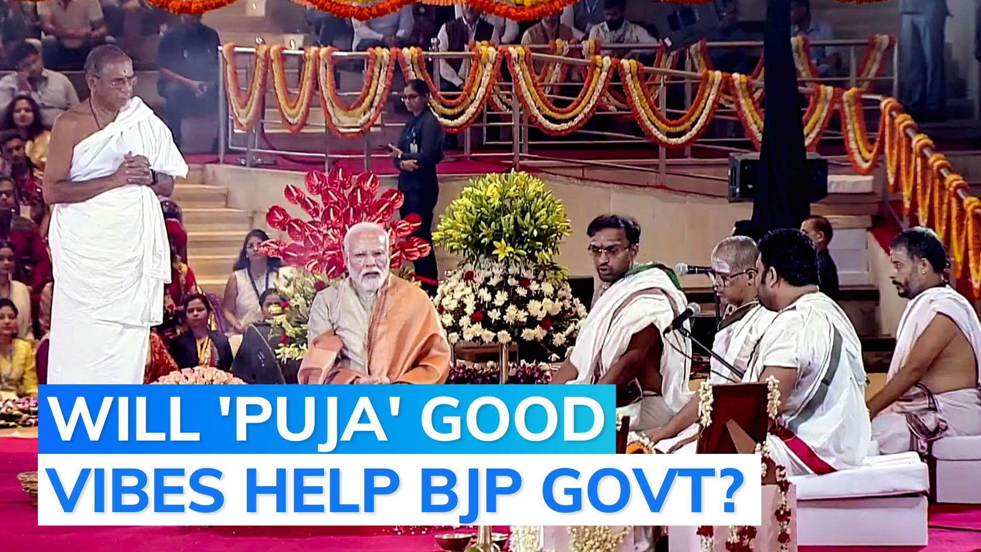 No confidence motion against his govt, PM does 'puja' at Pragati Maidan trade centre