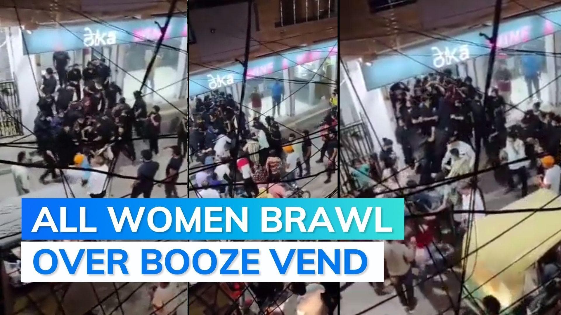 Women protest opening of Delhi liquor shop, clash with women bouncers; 10 held | On camera