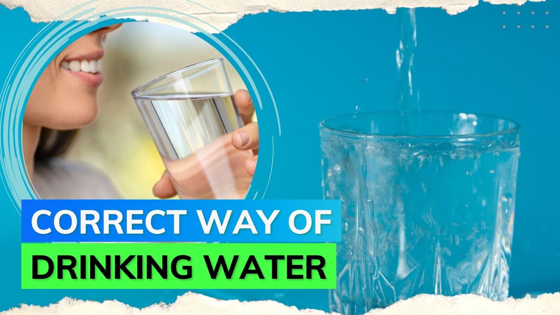 Yoga trainer shows proper way of drinking water 