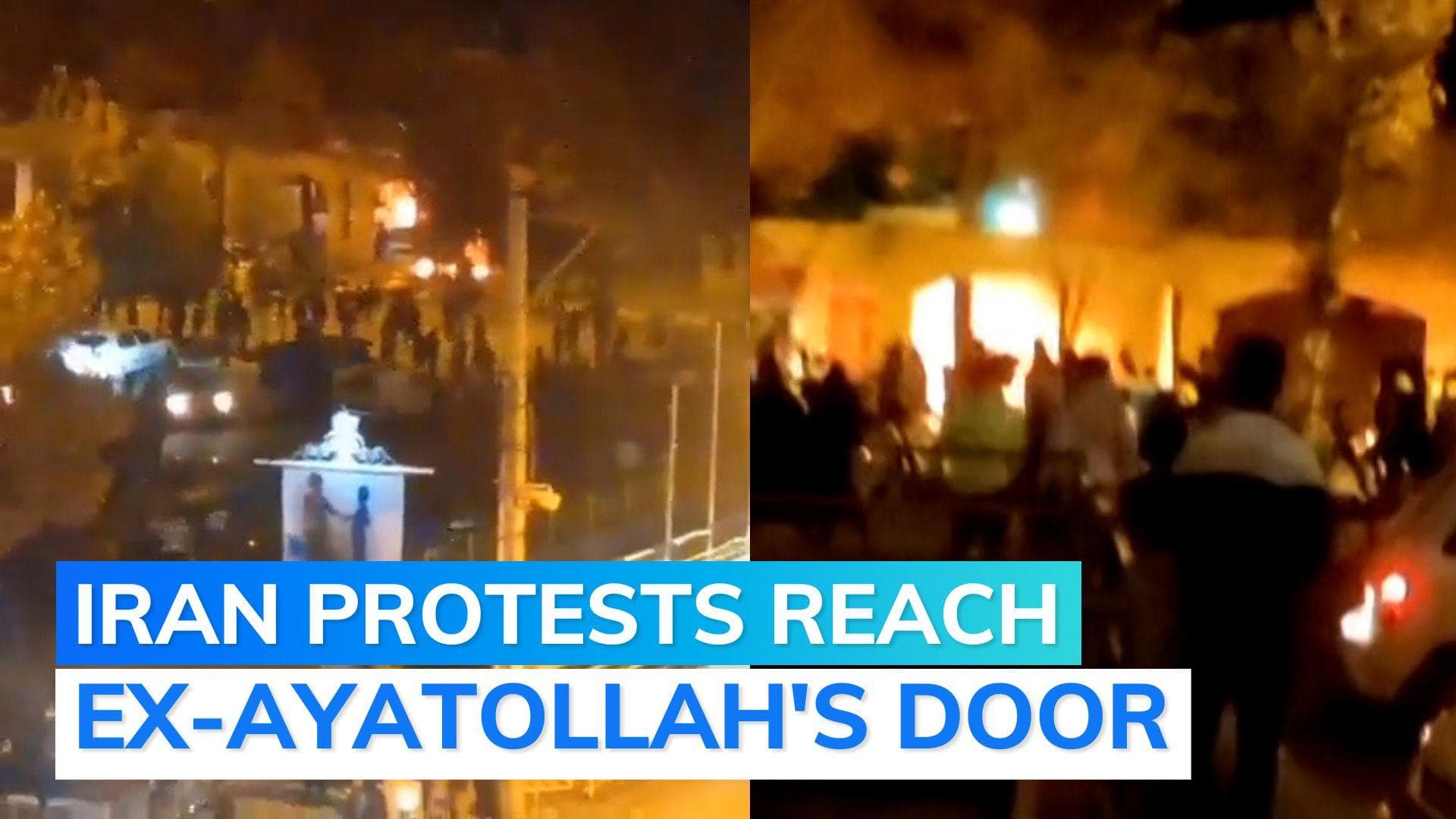 Iran protesters set fire to former supreme leader Khomeini's ancestral home