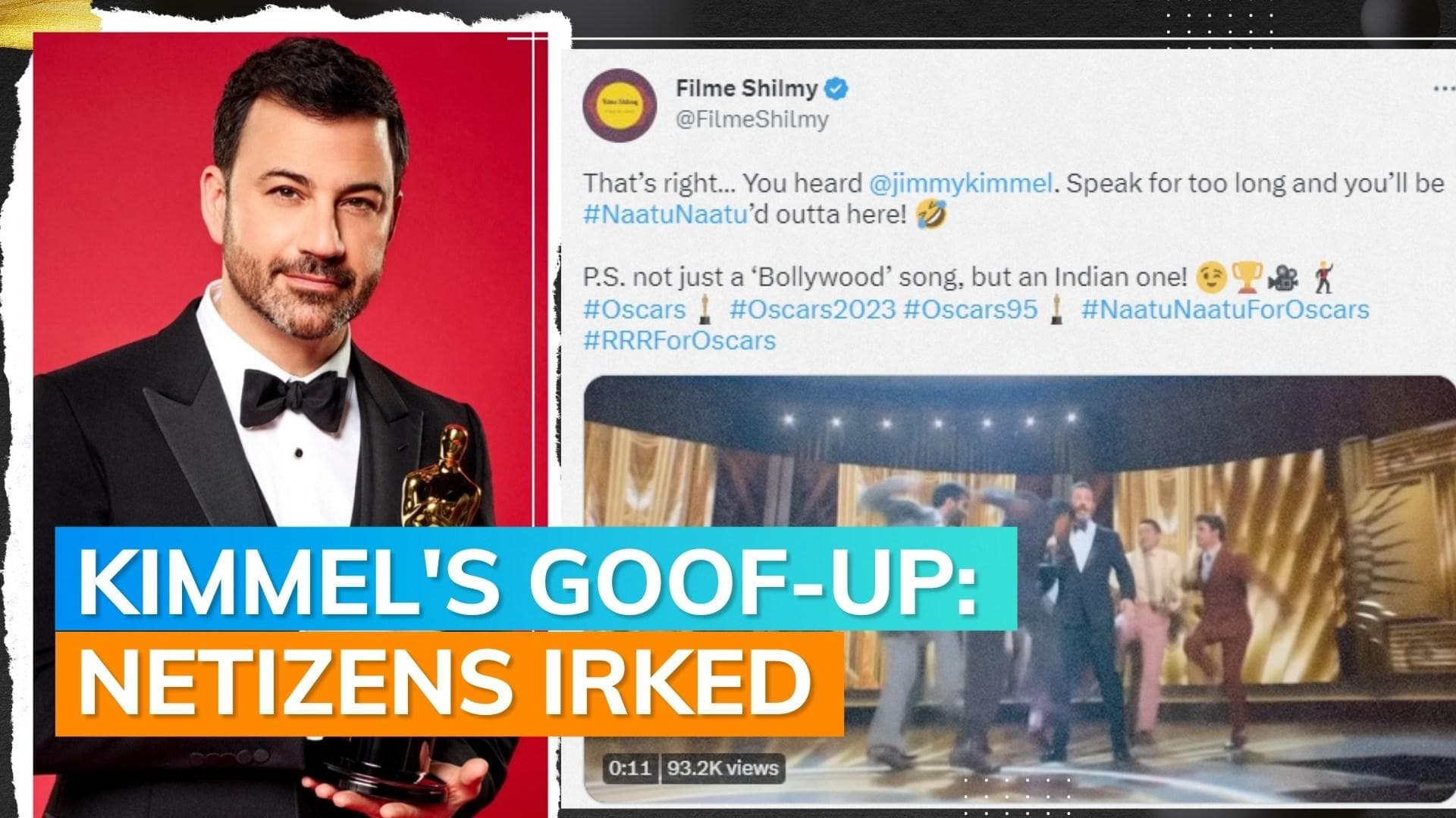 Twitter reacts as Jimmy Kimmel calls 'RRR' a 'Bollywood movie' at Oscars