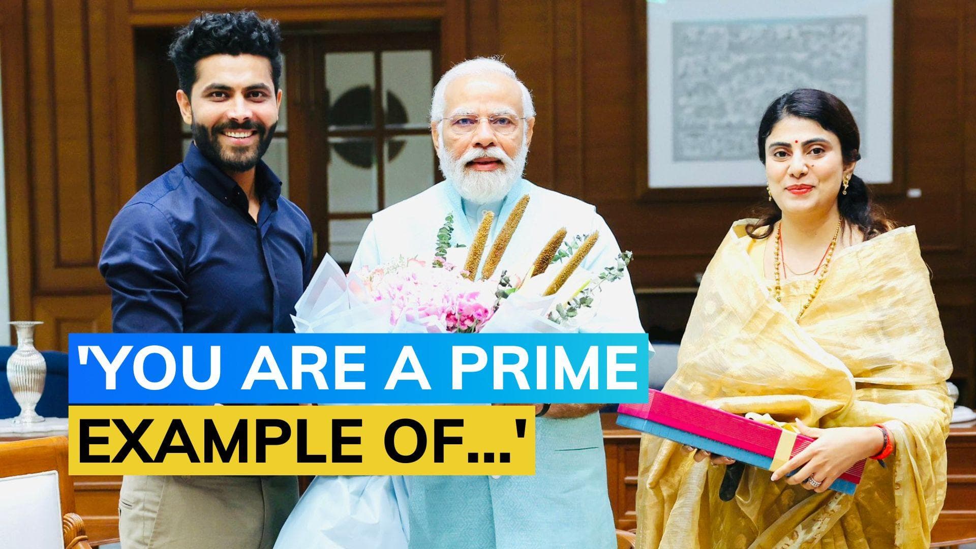 CSK's Ravindra Jadeja and wife meet PM Narendra Modi