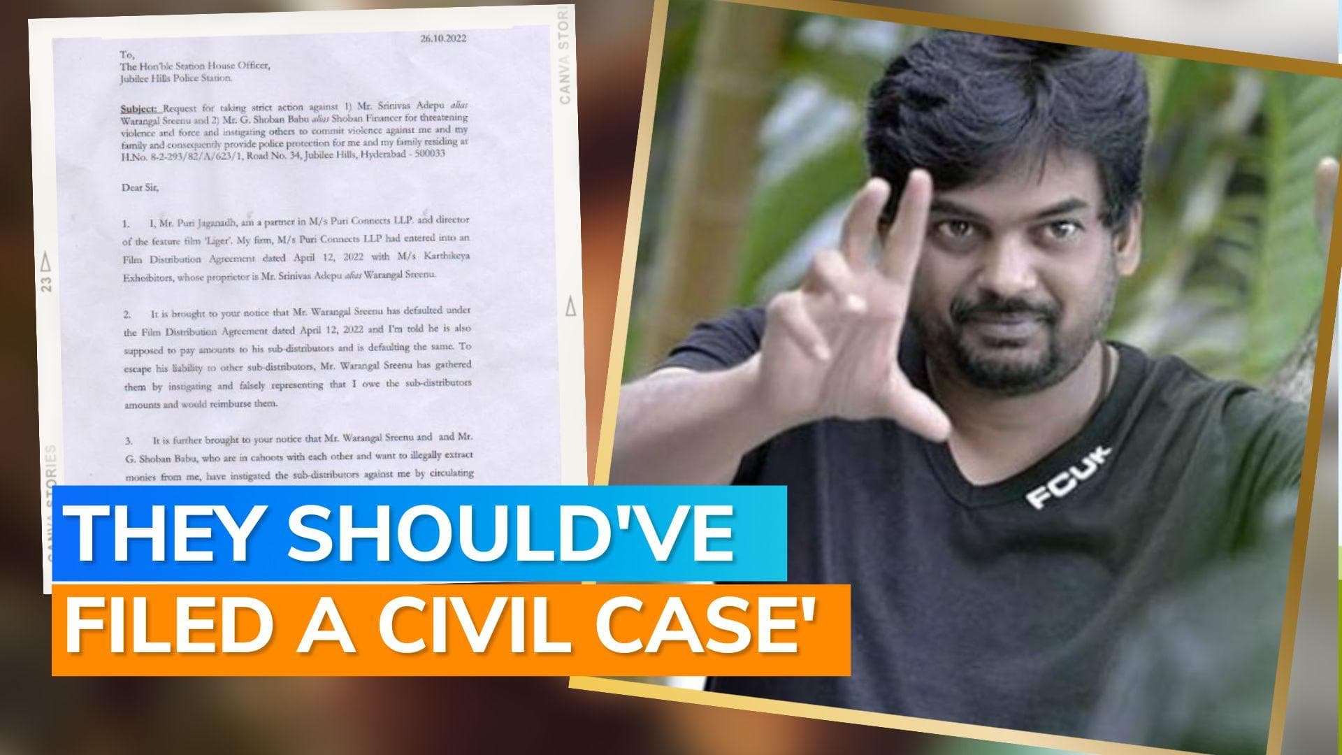 ‘Liger’ director Puri Jagannadh seeks police protection after threats from distributors