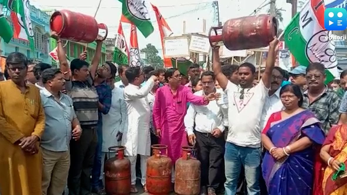 TMC Agitation at Shantipur : পেট্রল, ডিজেল এবং গ্যাসের মূল্যবৃদ্ধির প্রতিবাদে শান্তিপুরে বিক্ষোভ তৃণমূলের