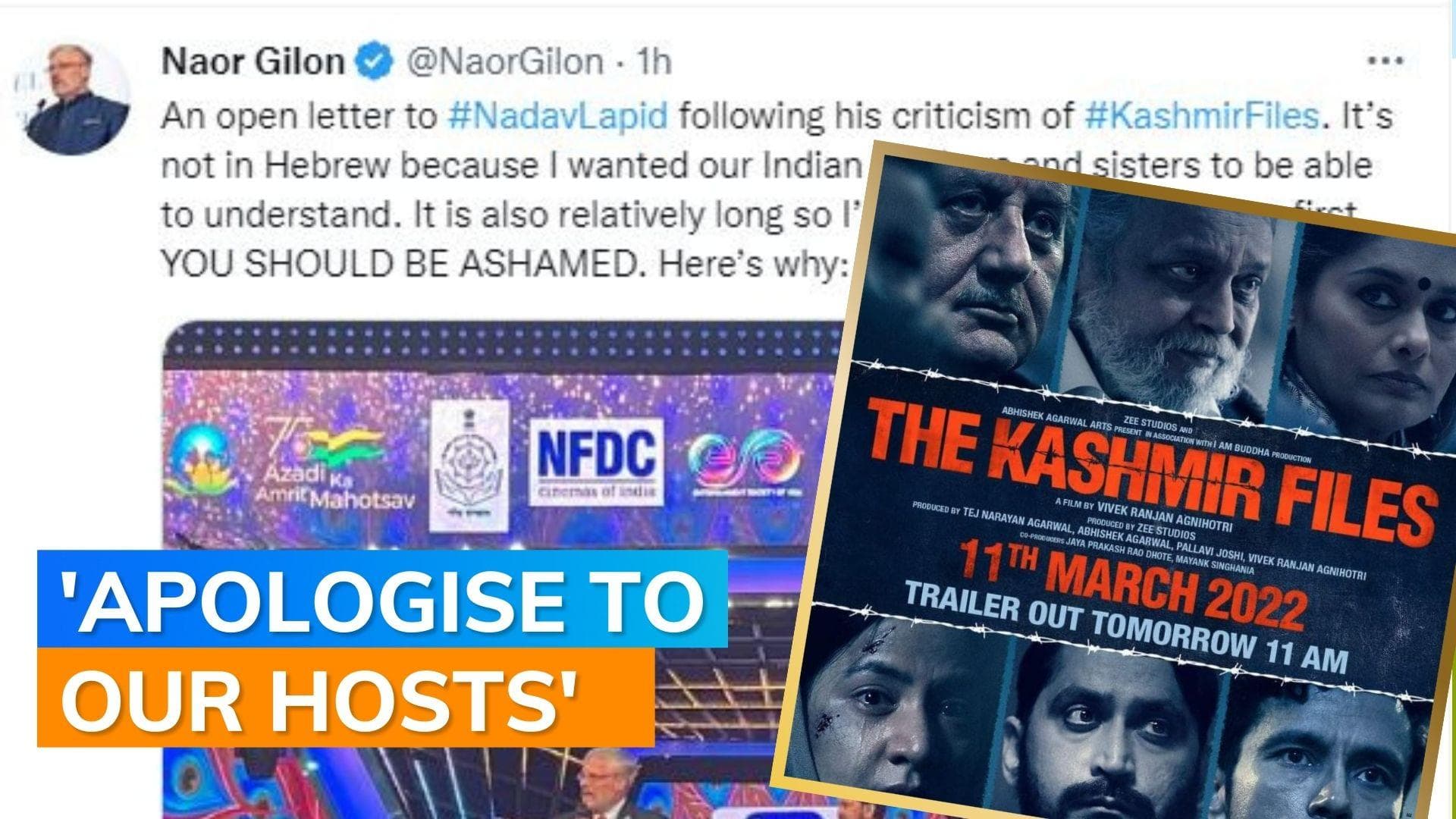 ‘The Kashmir Files’ row: Israel envoy's open letter to IFFI jury head, 'you should be ashamed’