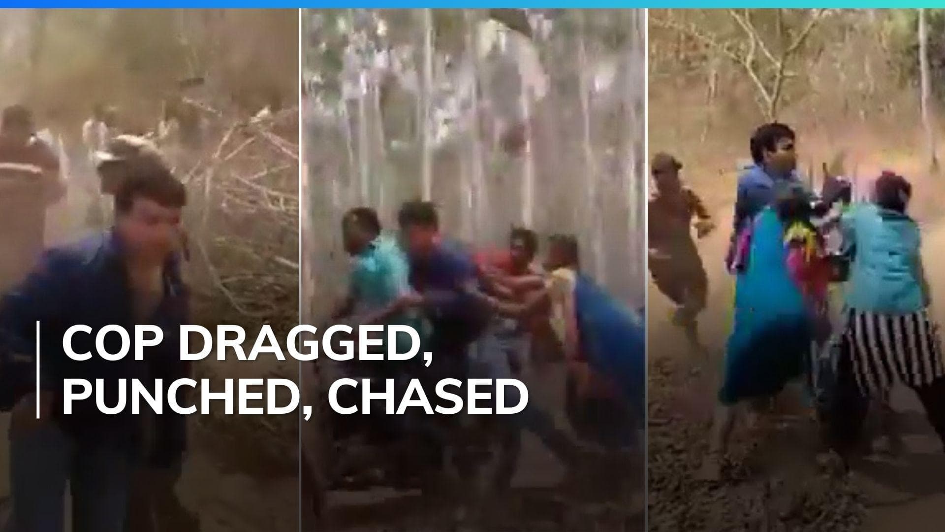 Tribals chase, punch, drag cop in Telangana | Watch