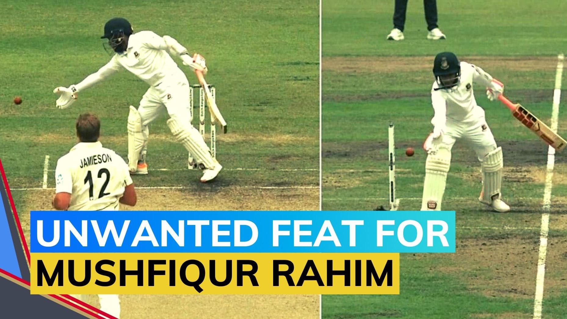 WATCH: Mushfiqur Rahim's bizarre dismissal, given out 'obstructing the field' during BAN vs NZ 2nd Test