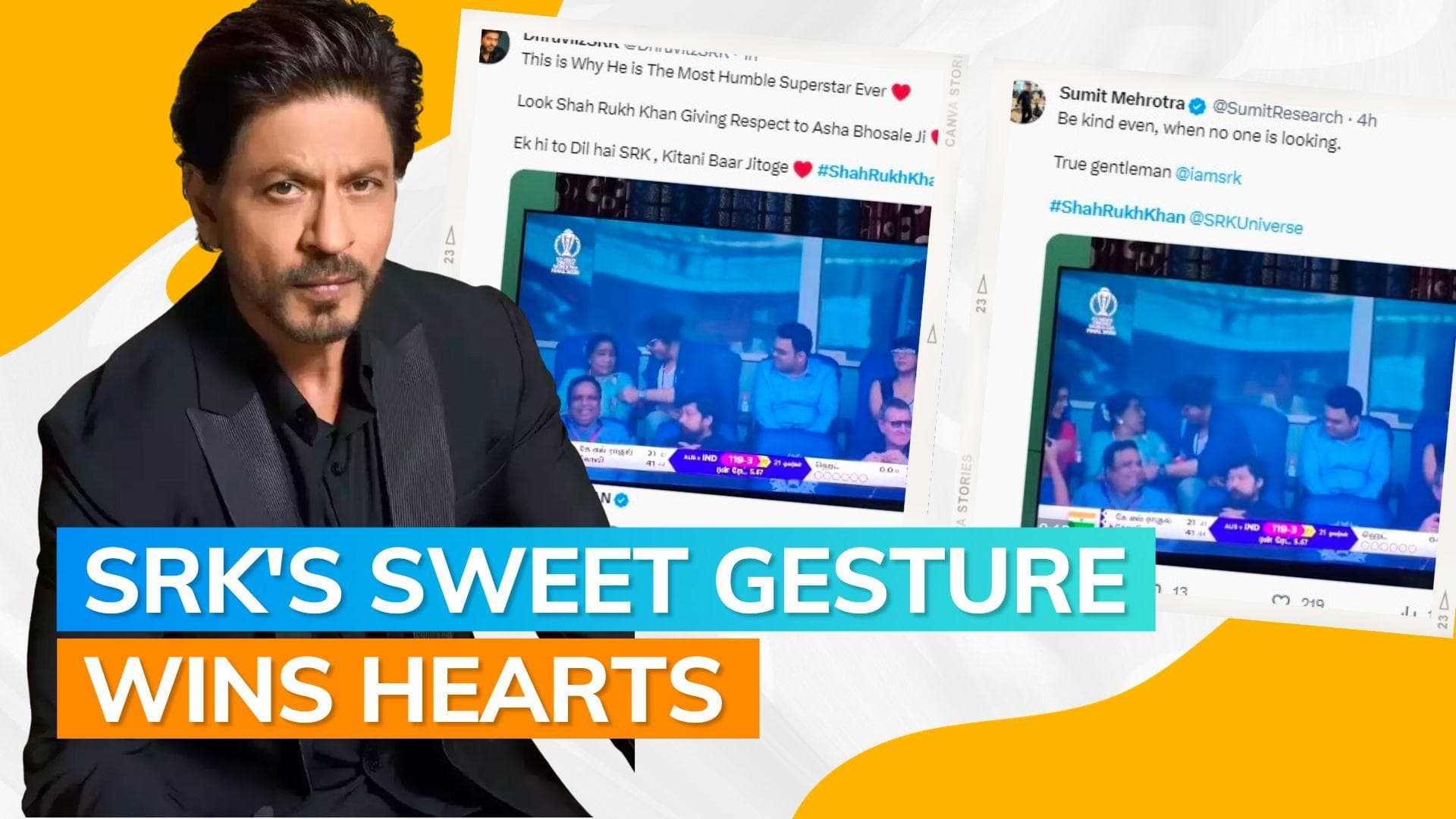 ICC World Cup 2023: Shah Rukh Khan helps Asha Bhosle with her cup; leaves fans impressed