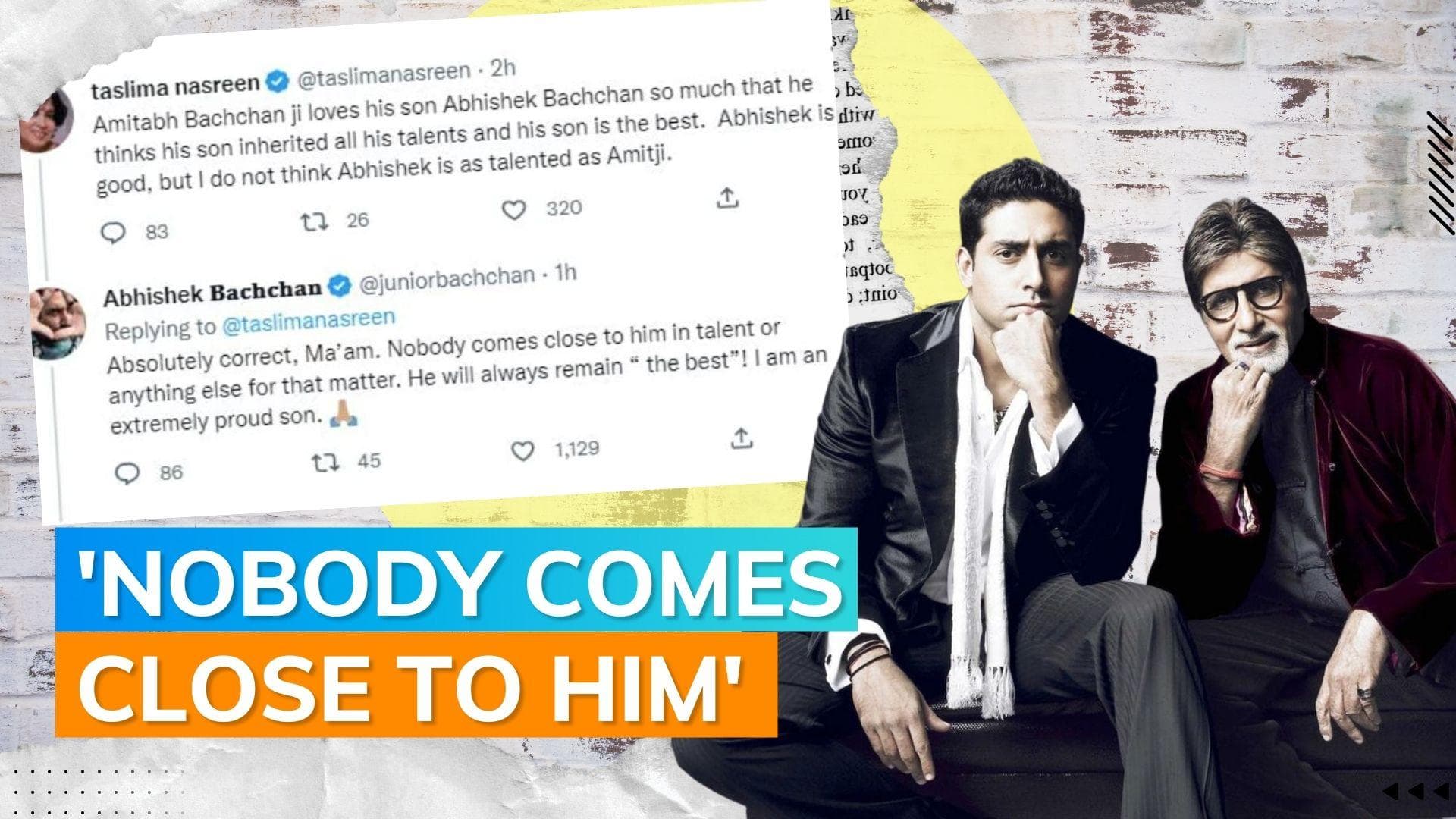 Abhishek Bachchan reacts to Taslima Nasreen's 'Amitabh Bachchan thinks his son is the best' remark