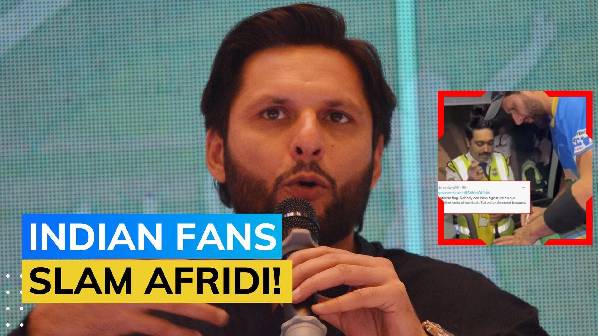Watch! Shahid Afridi gives autograph on Indian flag, fans call it an insult