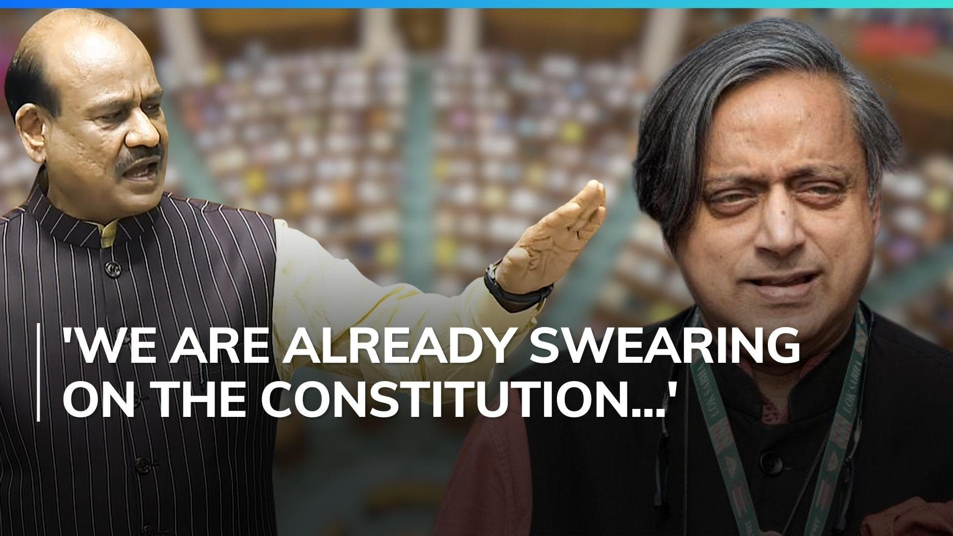 Watch: Om Birla objects to Shashi Tharoor's 'Jai Samvidhan' slogan