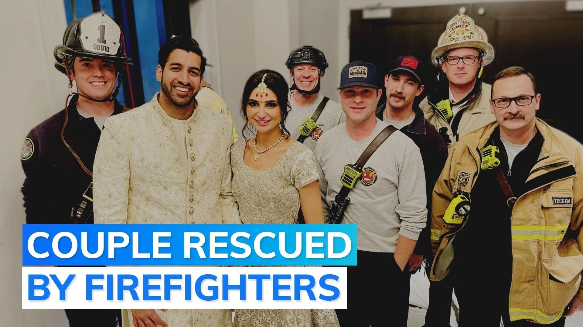 Watch: bride & groom miss their wedding reception after being trapped in hotel lift