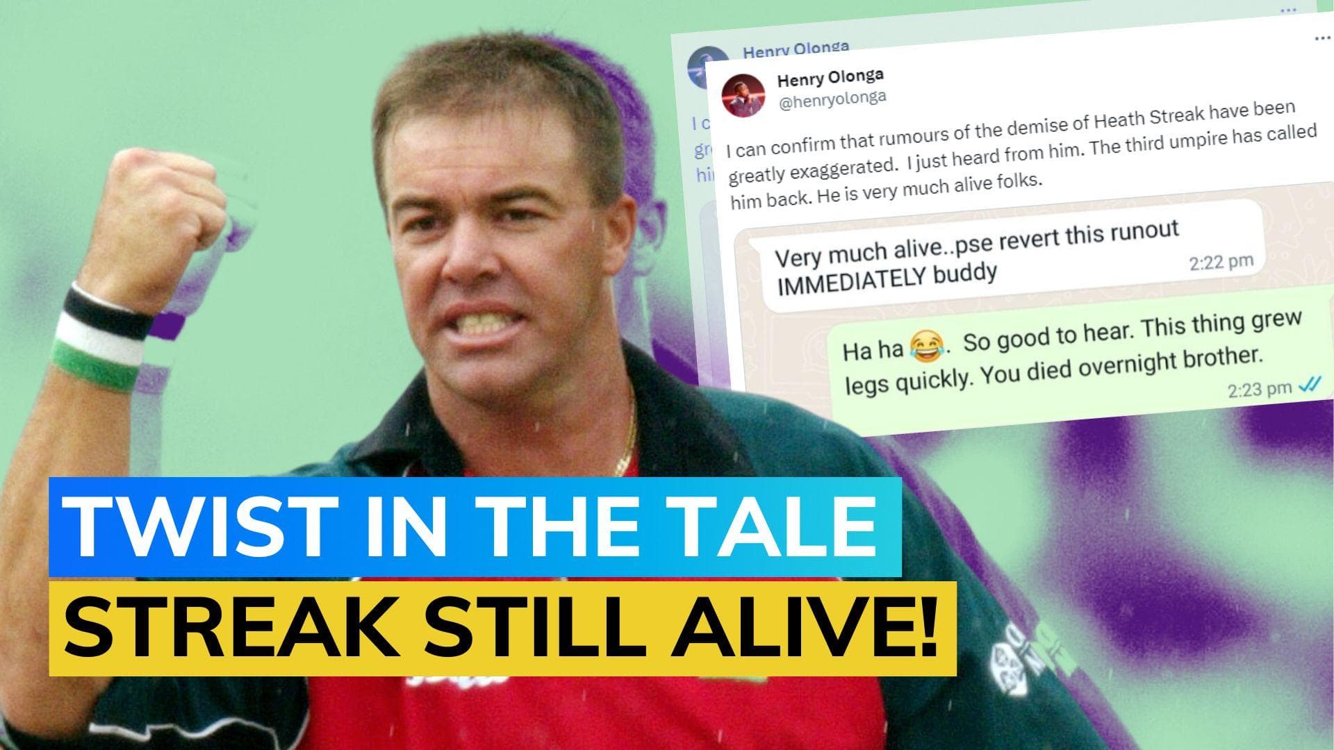Heath Streak is alive, tweets ex-teammate Henry Olonga hours after tribute post