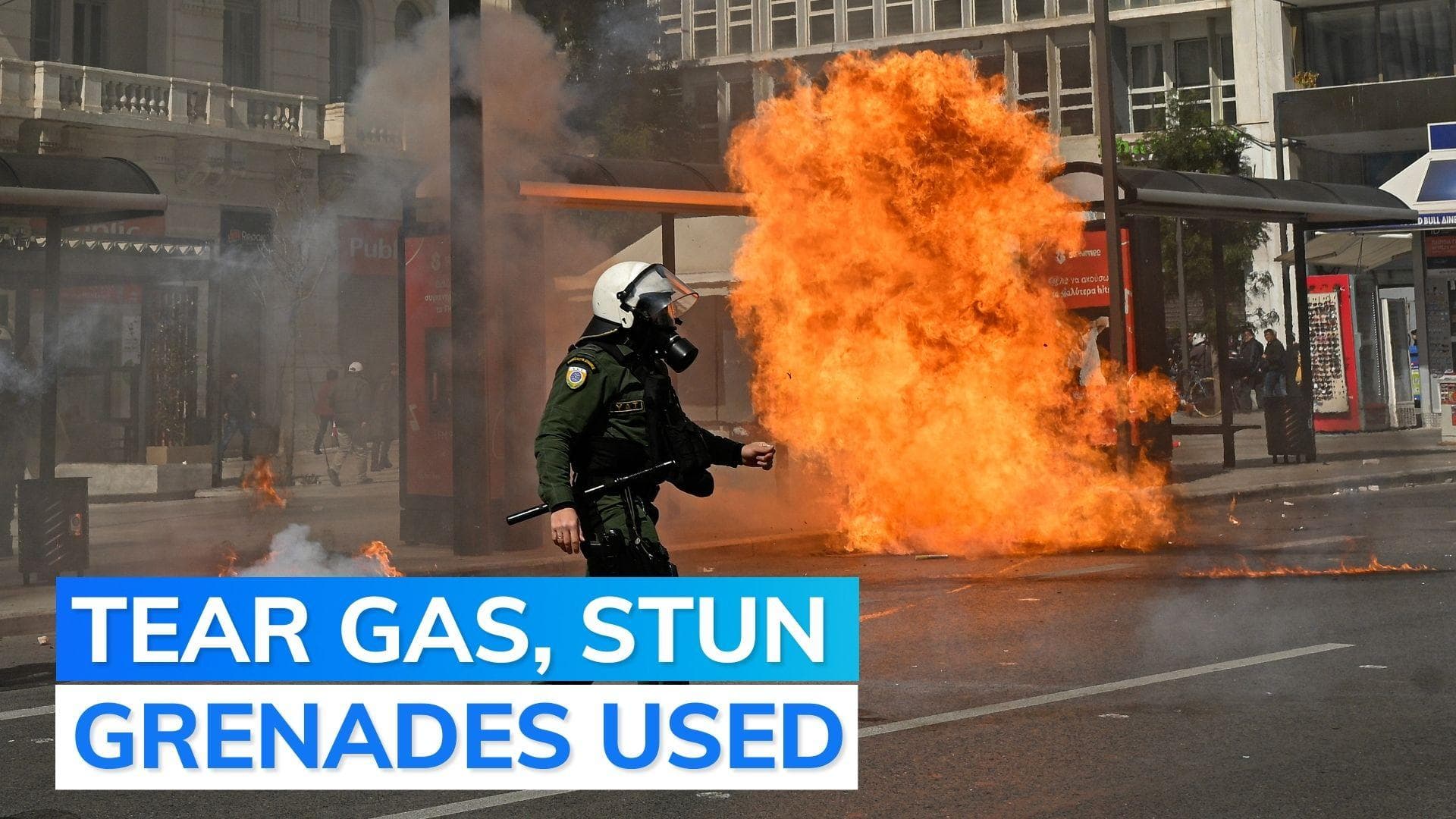 Police and protesters clash in Athens during train crash protest