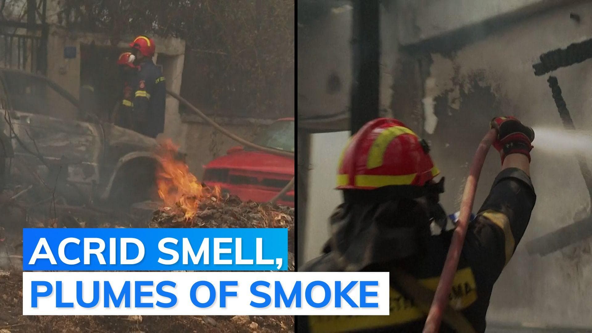 Greek firefighters battle massive wildfires across country