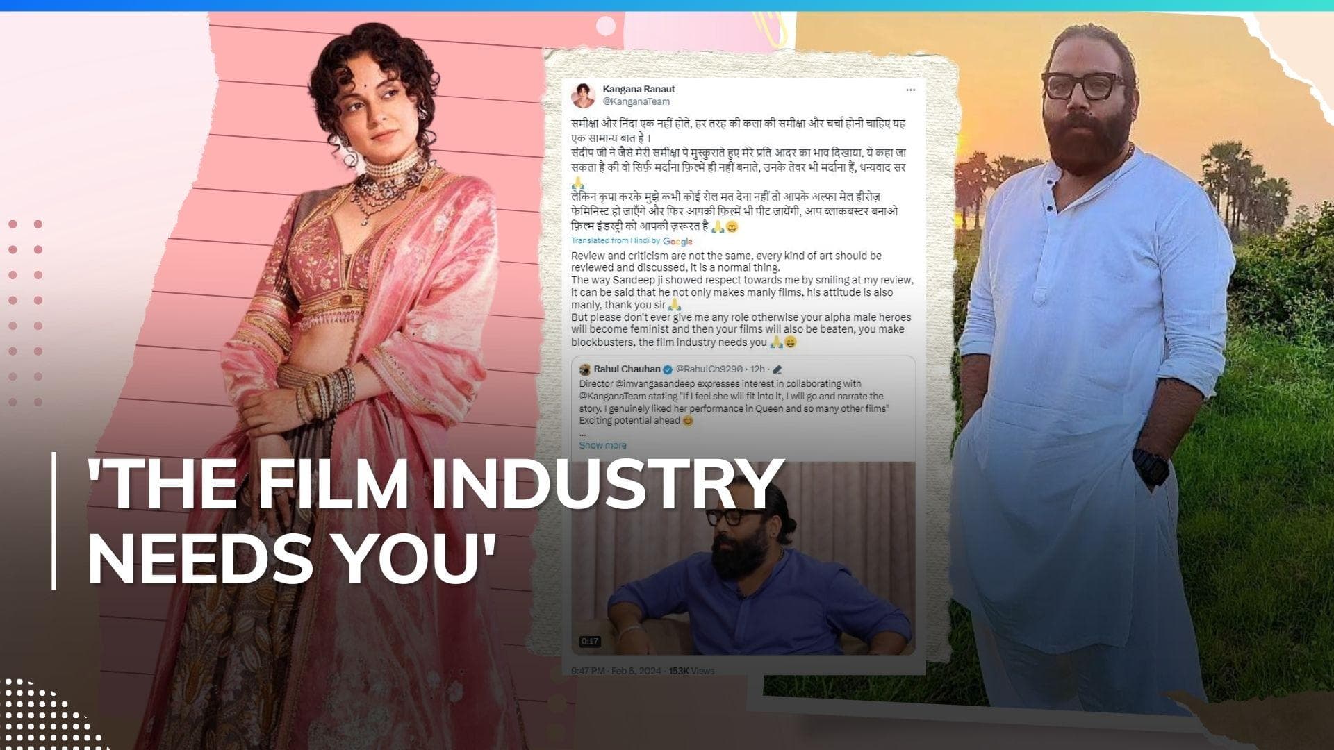 Kangana Ranaut won’t work with Sandeep Reddy Vanga: ‘Your alpha male heroes will become feminist’