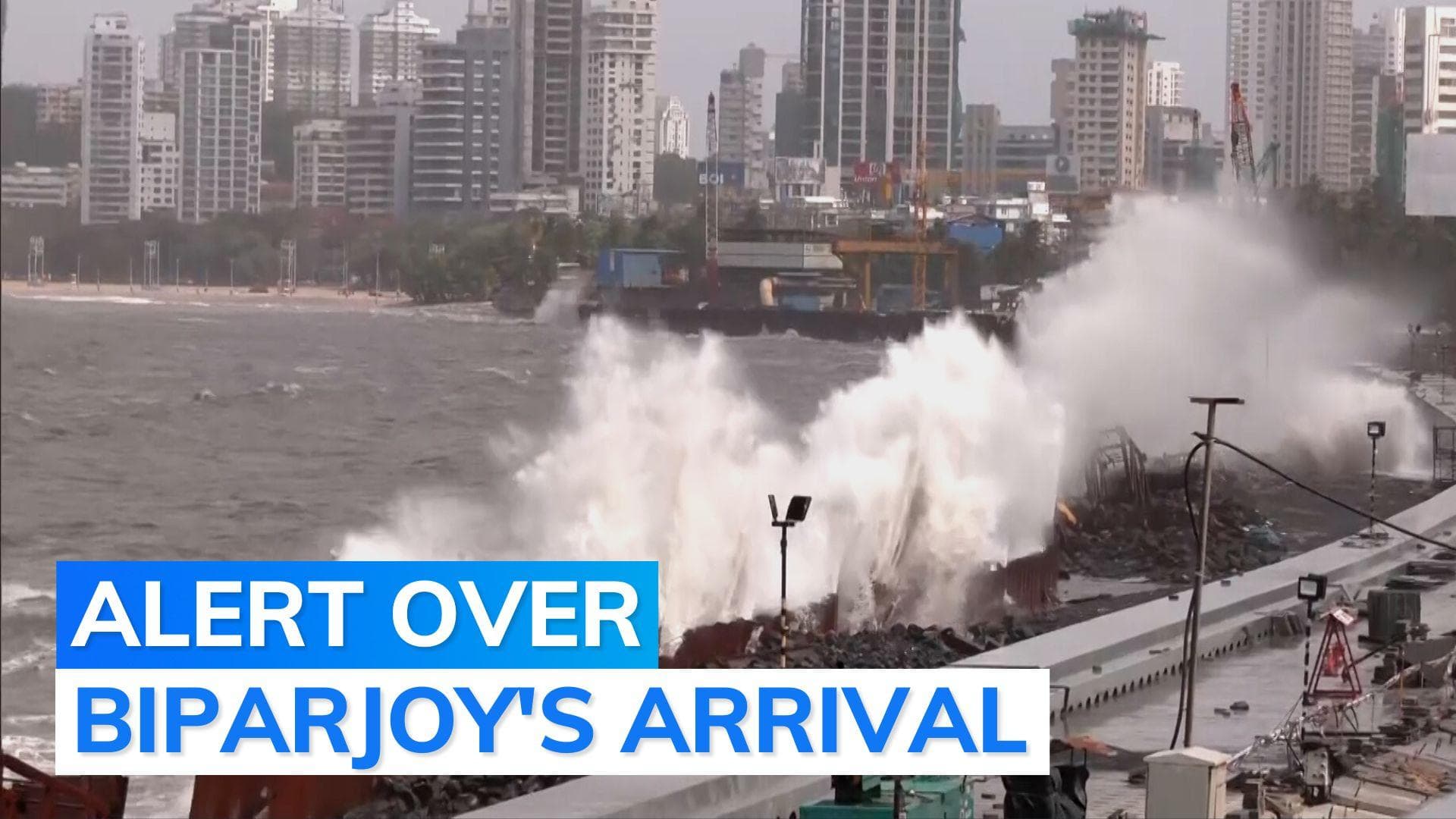 Watch: huge waves lash Mumbai's iconic Marine drive as Cyclone Biparjoy nears Gujarat coast