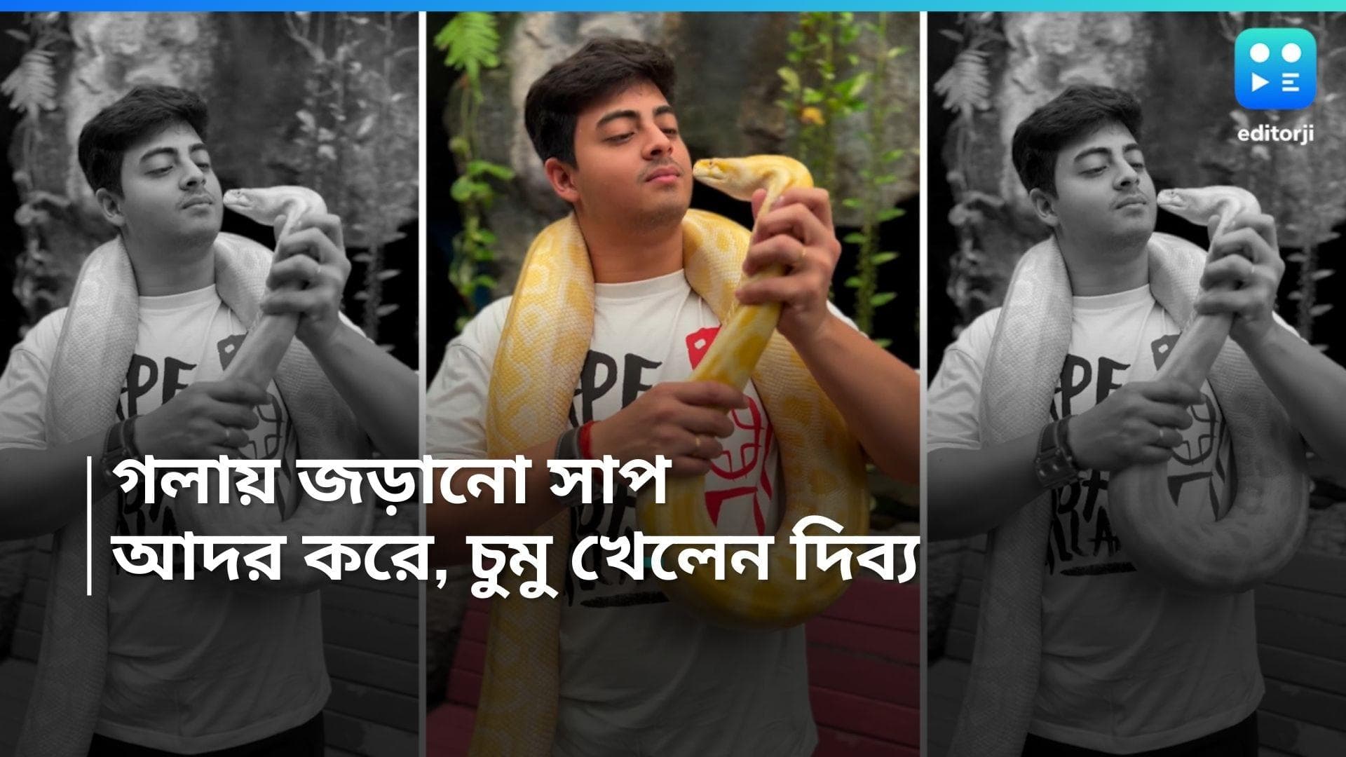 Dibyojyoti Dutta: 'একটা হামি দাও', বিরাট পাইথন গলায় জড়িয়ে দিব্যজ্যোতি যেন স্বয়ং 'মহাদেব' 